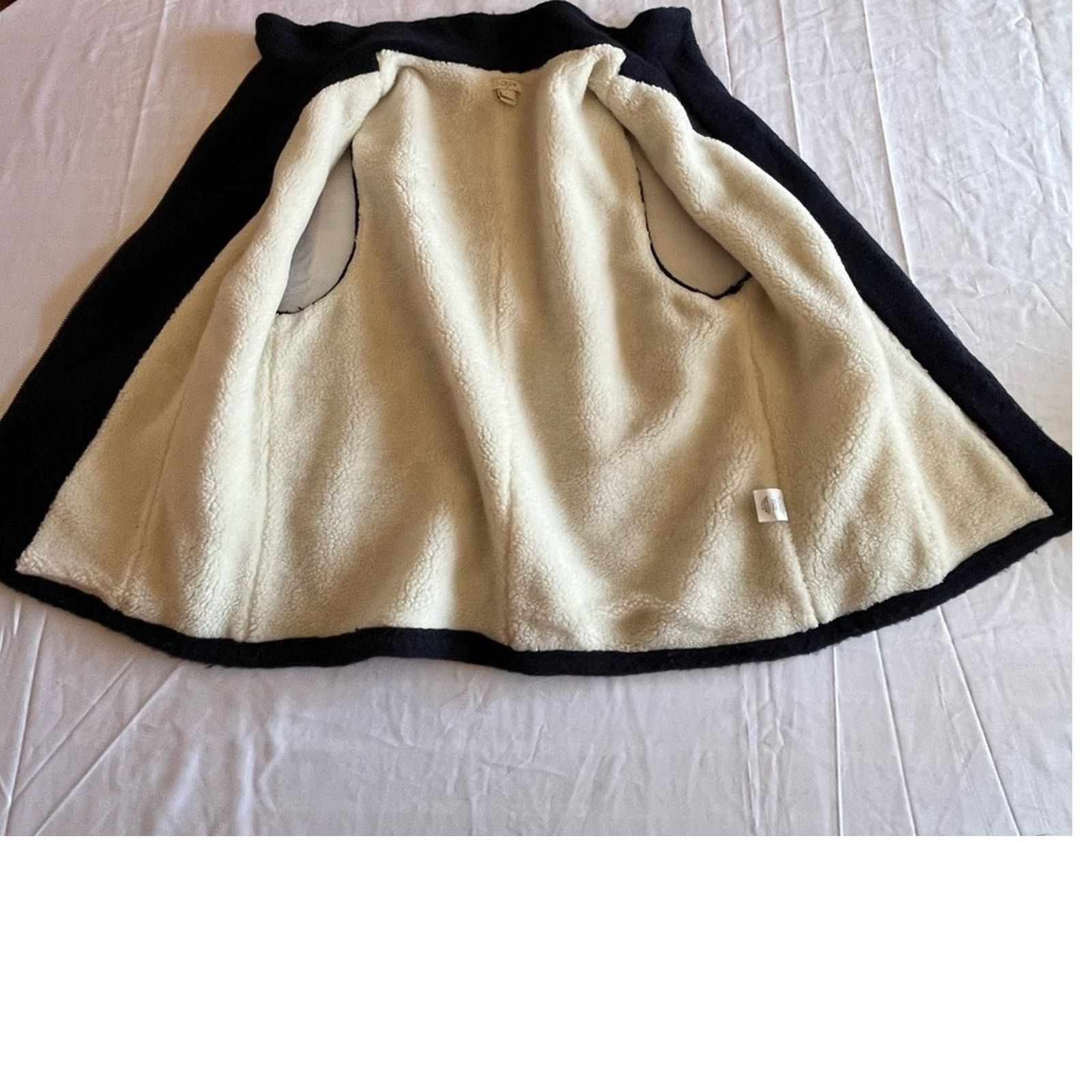 J.Crew × Vintage J. Crew Vest Navy Cream Sherpa Faux Fur Asymmetrical Zip M Size M / US 6-8 / IT 42-44 - 6 Thumbnail