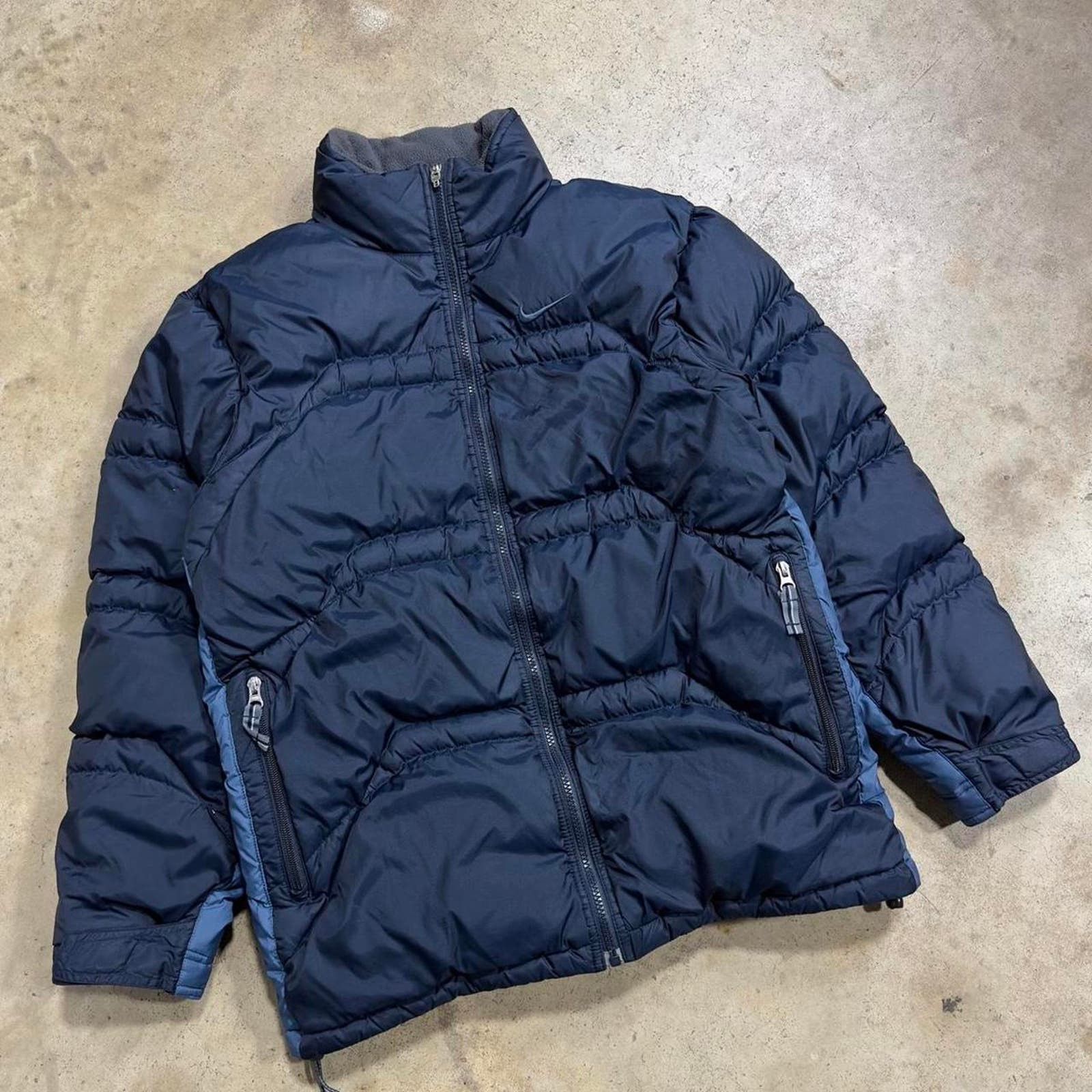 image of Y2K Navy Blue Nike Streetwear Insulated Puffer Jacket, Men's (Size Small)