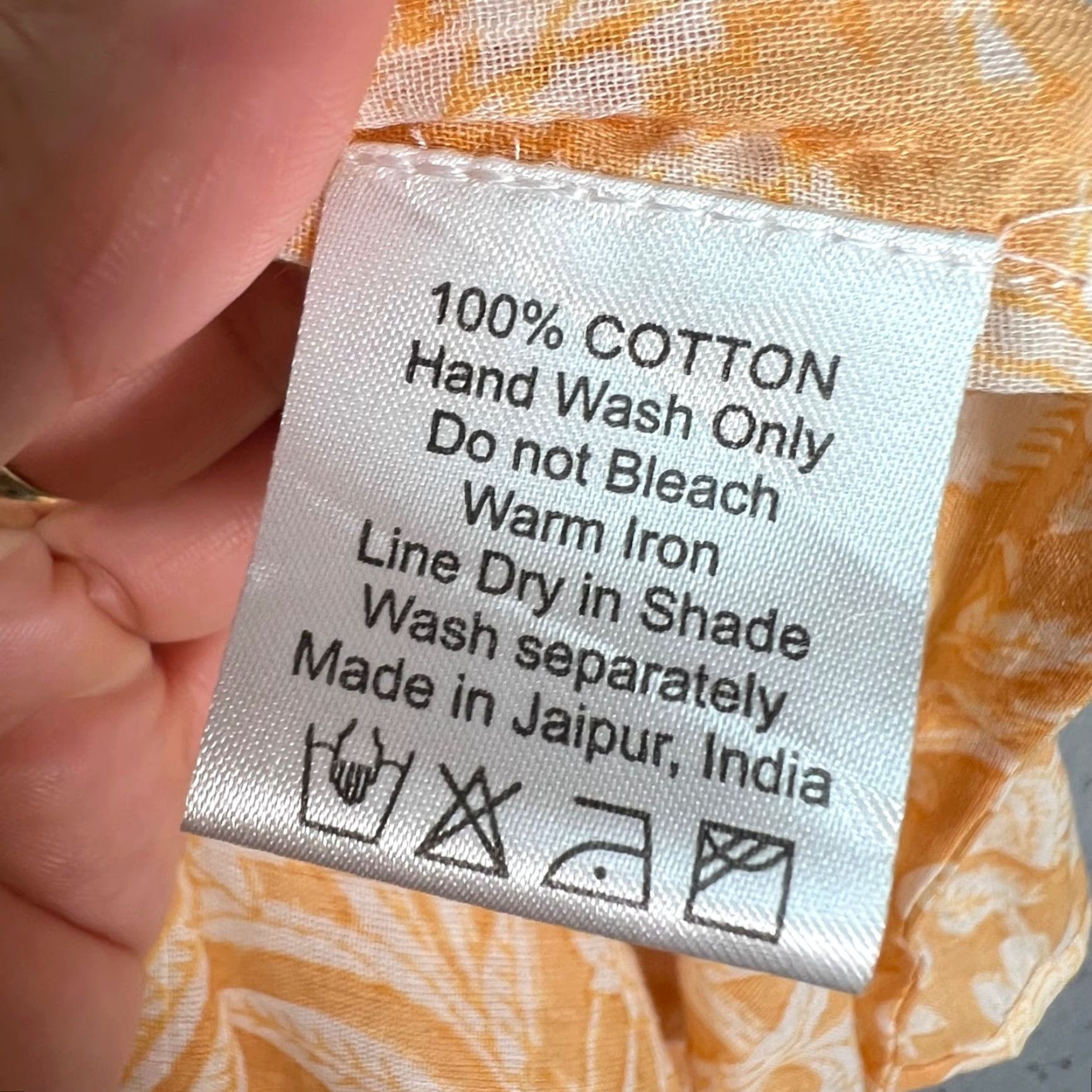 Vintage Daughters Of India Womens Small Yellow Orange Floral Cotton Dress Boho Maxi Vintage Shirt Size S / US 4 / IT 40 - 4 Thumbnail