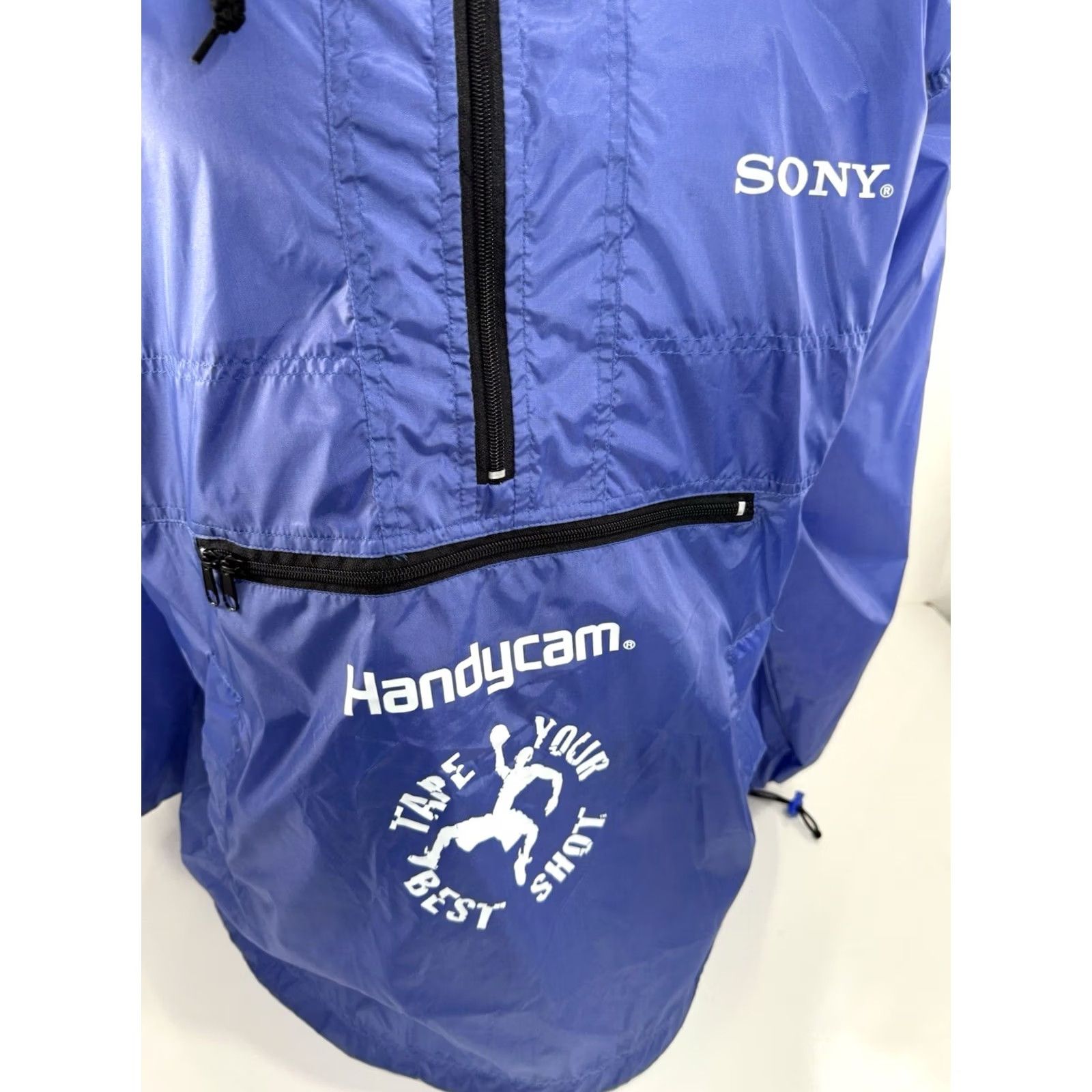 Sony VINTAGE Sony Handycamp? Jacket Windbreaker Hooded Zip L Men Blue 90s National? Size US L / EU 52-54 / 3 - 3 Thumbnail