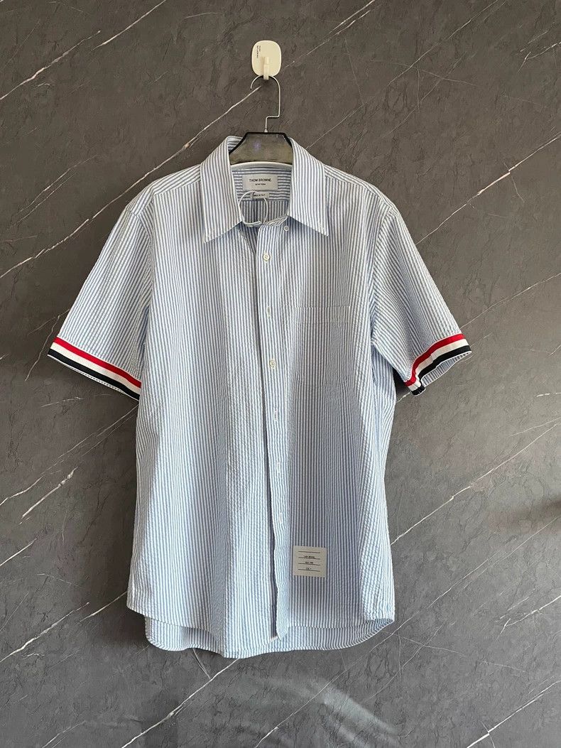 Thom Browne Thom Browne The striped shirt is blue Size US XL / EU 56 / 4 - 1 Thumbnail