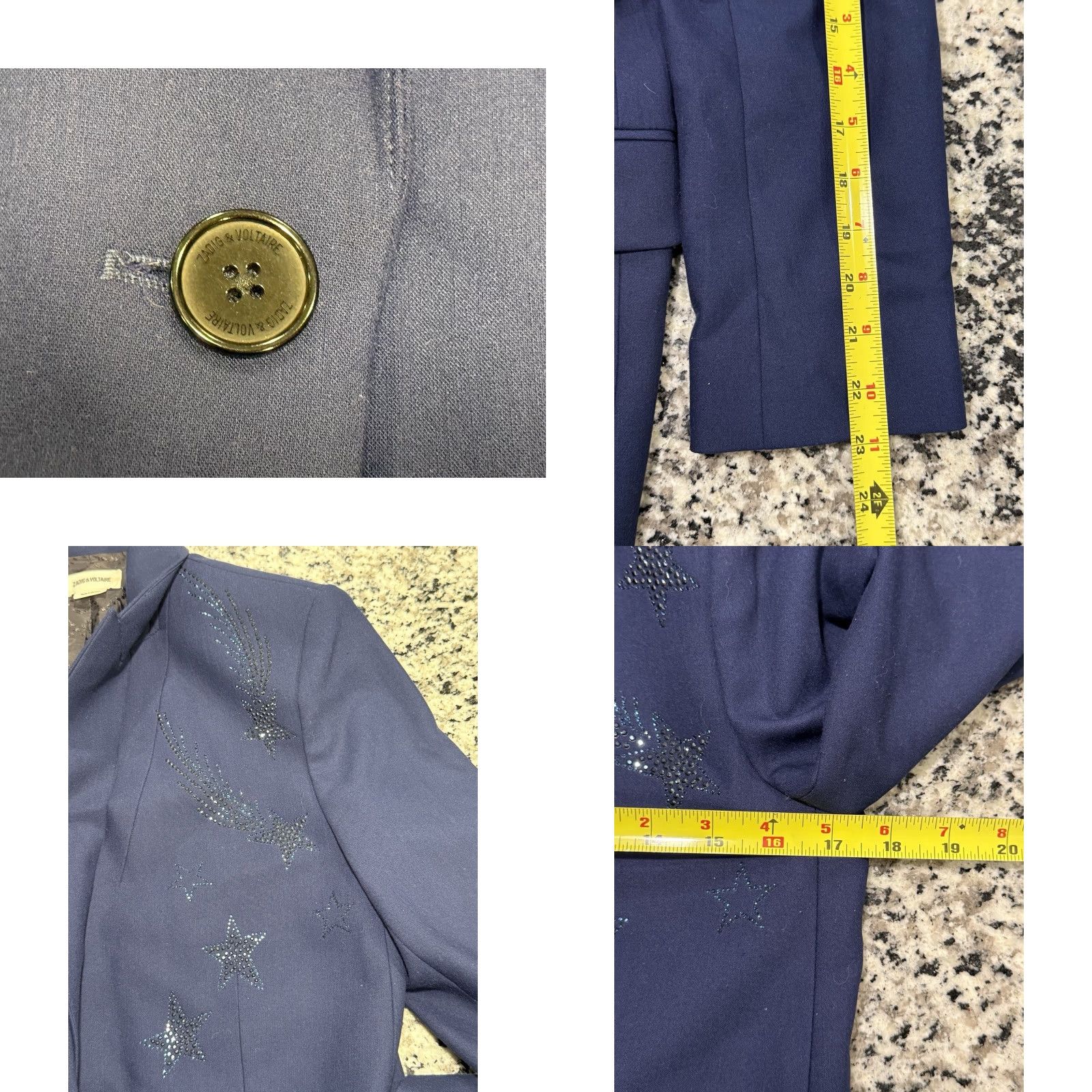 Zadig & Voltaire ZADIG & VOLTAIRE Viva Bis Strass Stars Blazer Women 36 Blue Size XS / US 0-2 / IT 36-38 - 8 Thumbnail