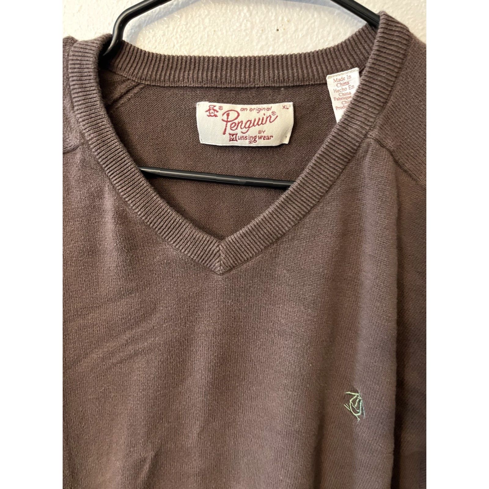 Vintage Penguin Mens Sweater Pullover Crew Knit Cotton Brown XL Classic Golf Casual Business Size US XL / EU 56 / 4 - 2 Thumbnail