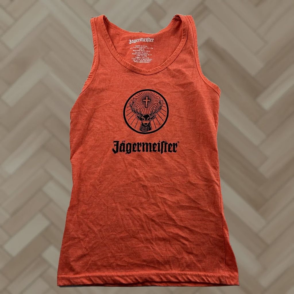 Vintage Jagermeister Tank Top Women Medium Orange Sleeveless Racerback Shirt Size M / US 6-8 / IT 42-44 - 1 Thumbnail