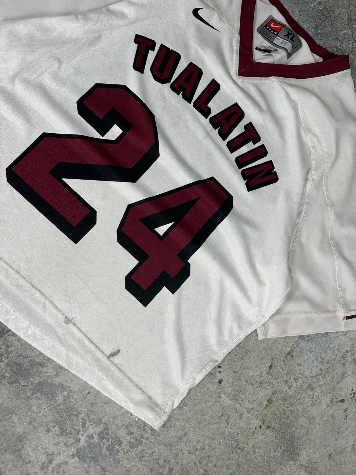 Nike × Vintage Vintage Distressed Cropped Nike Football Jersey Size US XL / EU 56 / 4 - 3 Thumbnail