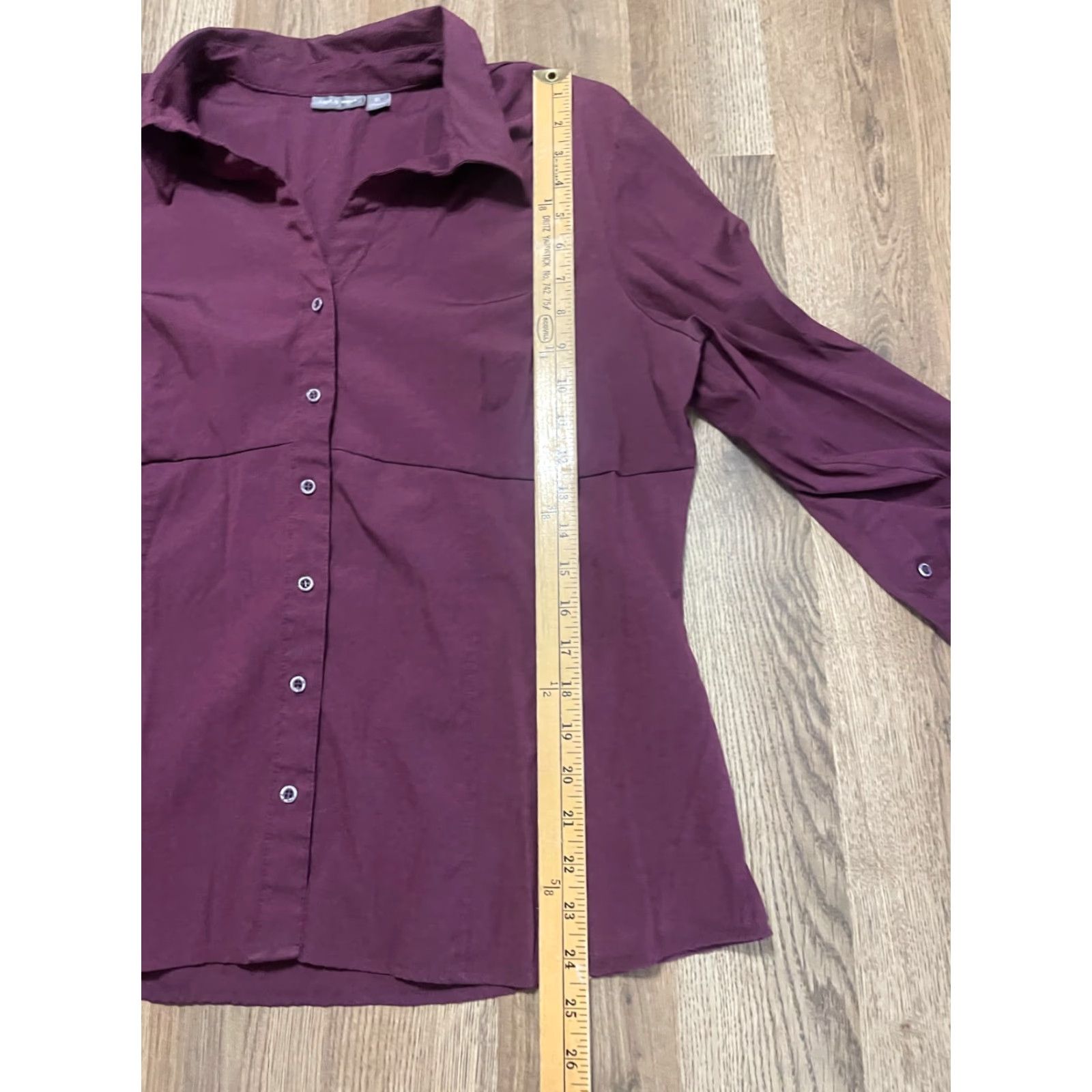 Apt. 9 apt. 9 Blouse Women's XL Maroon Button Up Long Sleeve Casual Fall Modern Regular Polyester Womens XL Blouse Button Up Size XL / US 12-14 / IT 48-50 - 7 Thumbnail