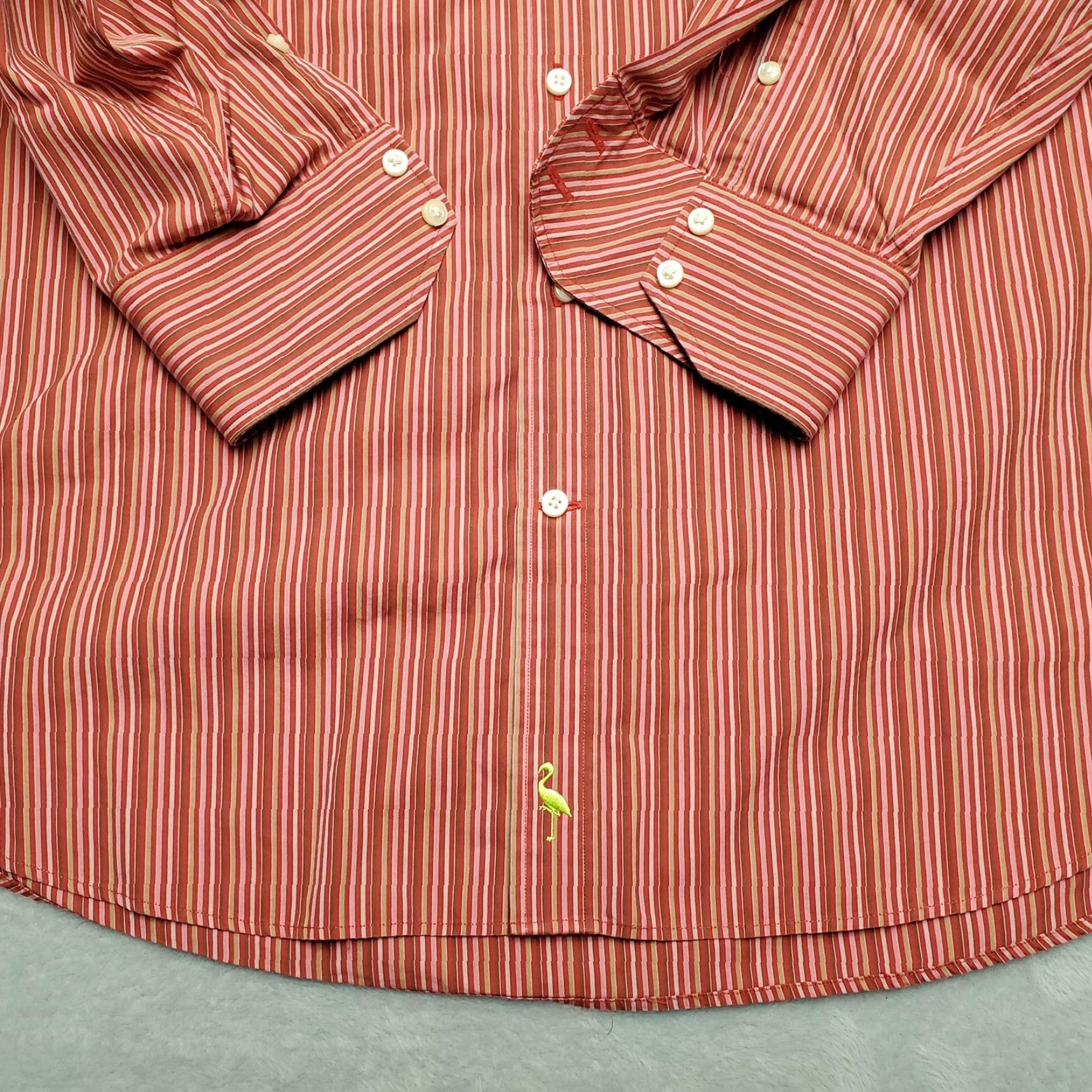 Tailorbyrd Tailorbyrd Shirt Men 2XL Red Striped 100% Cotton Long Sleeve Button Casual Shirt Size US XXL / EU 58 / 5 - 5 Thumbnail