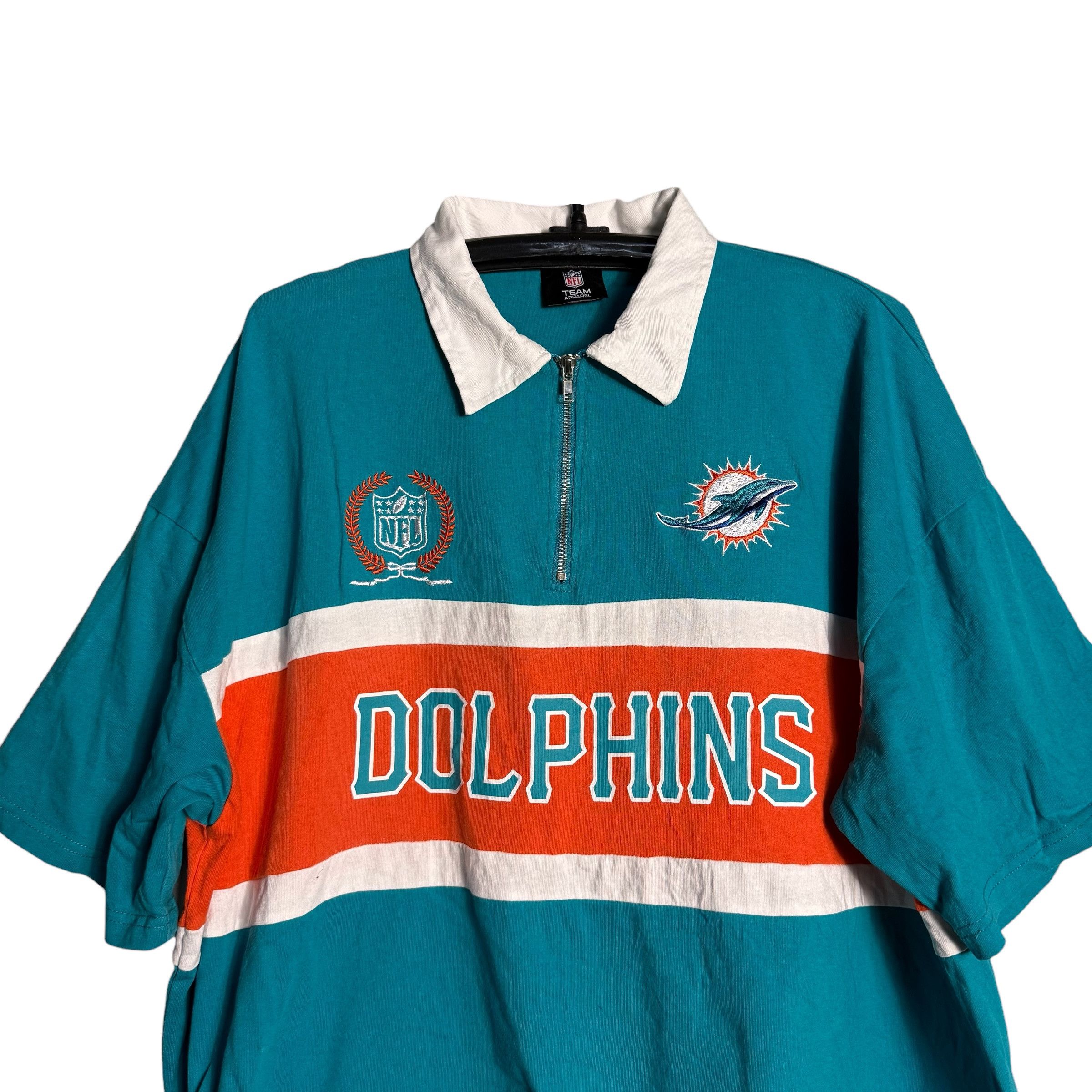 NFL 🔥RARE🔥Vintage Miami Dolphins NFL Team Half Zip Polo Shirt Size US L / EU 52-54 / 3 - 2 Thumbnail