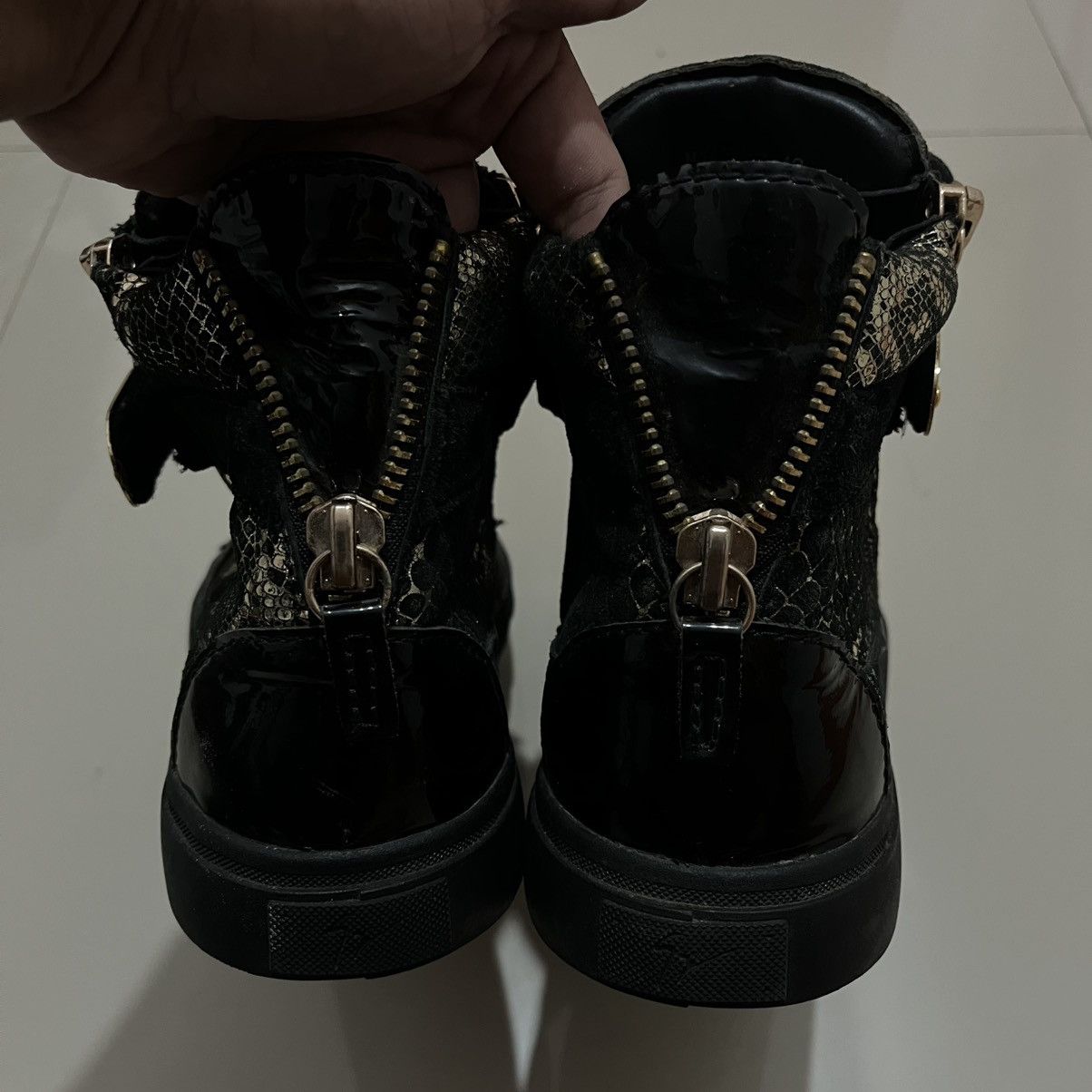 Giuseppe Zanotti GIUSEPPE ZANOTTI SNAKE SKIN DUAL ZIP STRAP SNEAKERS Size US 10 / EU 43 - 5 Thumbnail