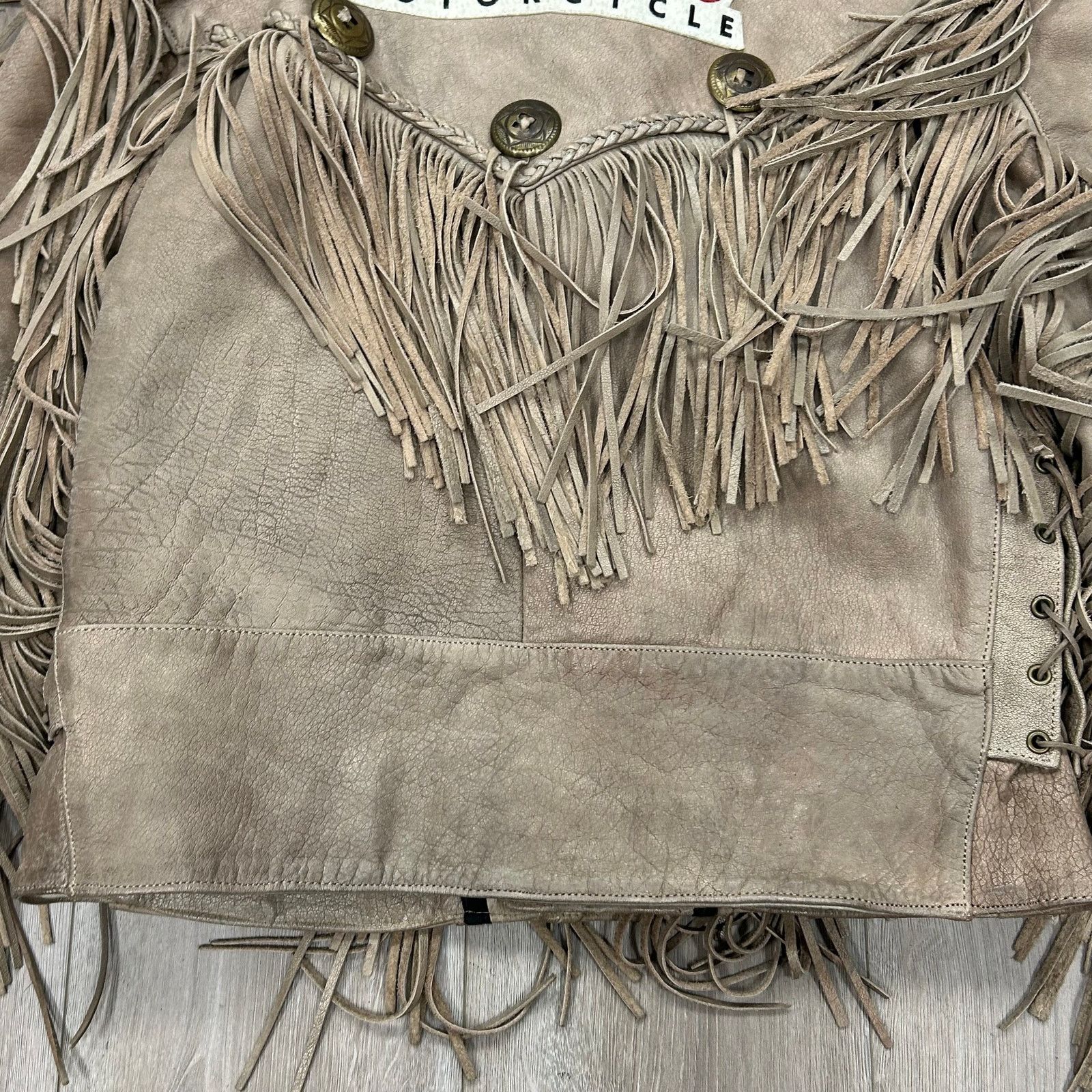 Harley Davidson Vintage Indian Motorcycle Fringe Tassel Brown Leather Jacket Size US L / EU 52-54 / 3 - 8 Thumbnail