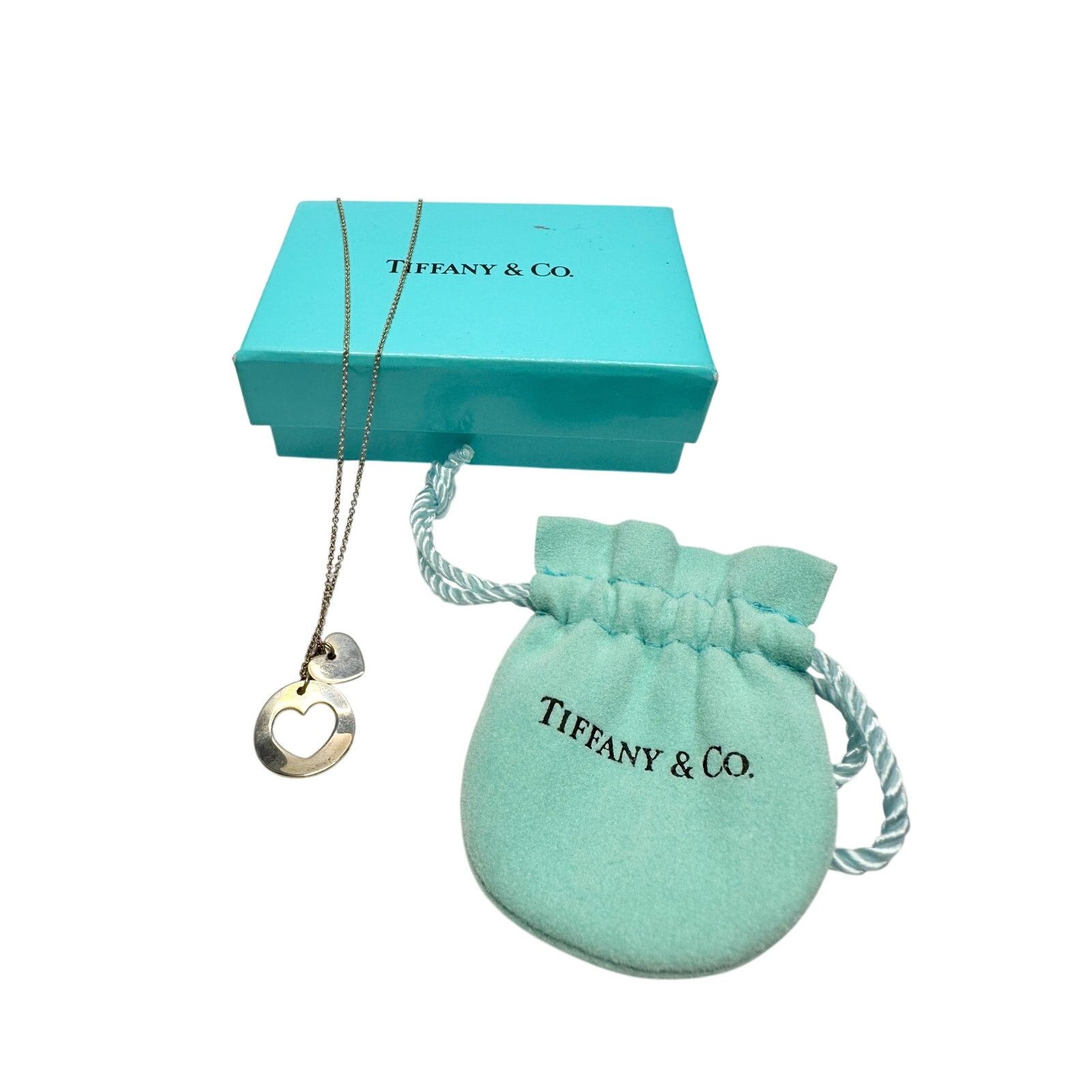 Tiffany & Co. Tiffany & Co. 2 Heart Necklace Stencil Heart w Cutout Heart Size ONE SIZE - 1 Thumbnail