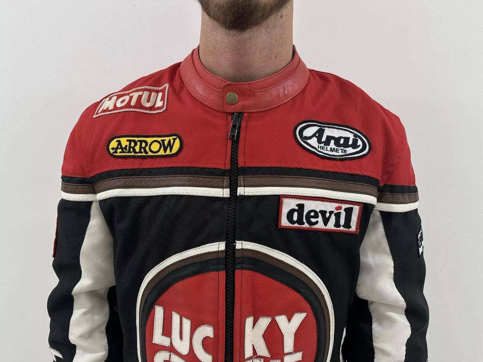 Vintage Vintage 2000s Y2K Lucky Strike Racing Moto Leather Jacket Size US L / EU 52-54 / 3 - 3 Thumbnail