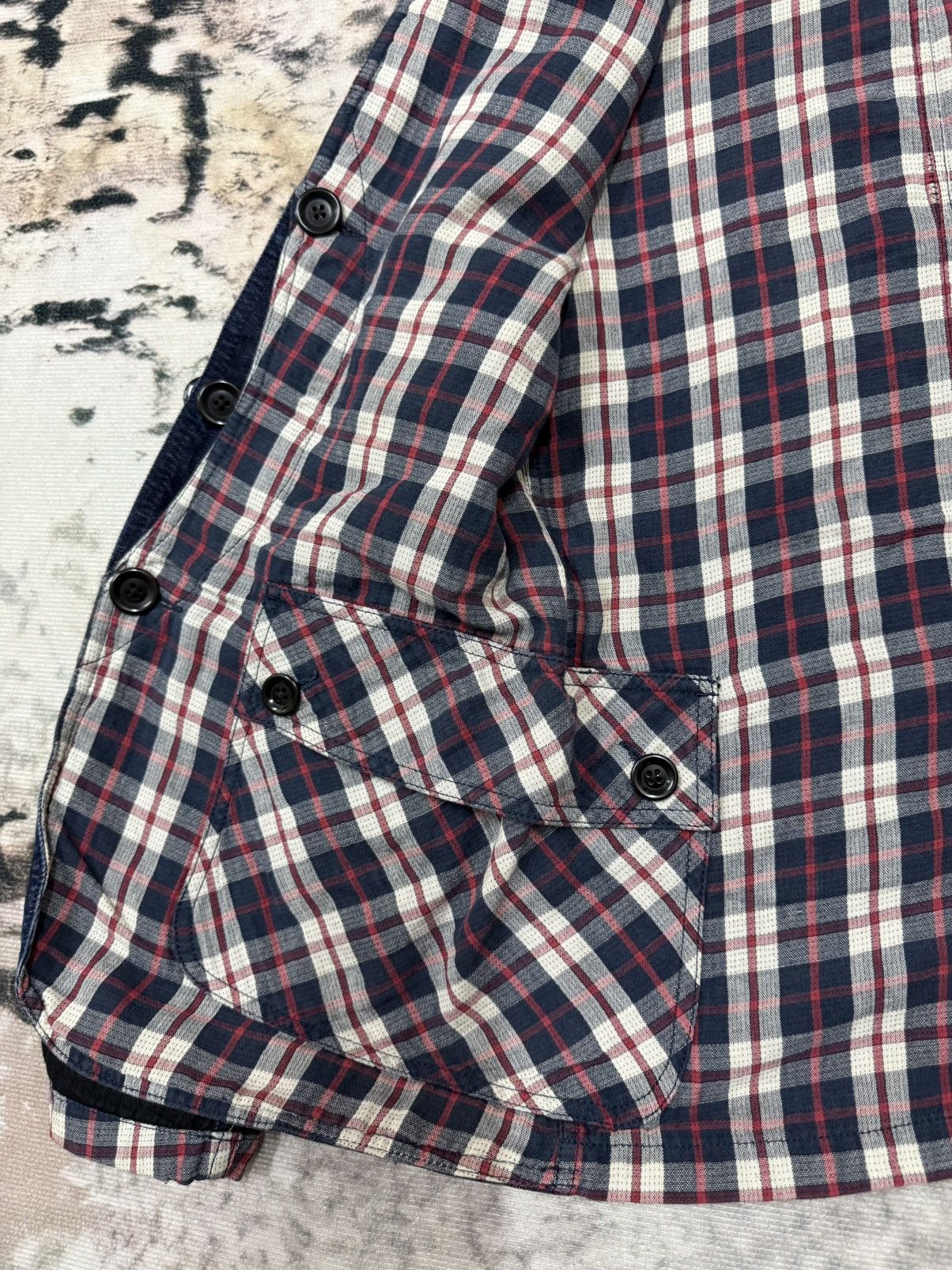 Japanese Brand Tomorrowland Riversible Plaid Denim Button Up Jacket Size US XS / EU 42 / 0 - 12 Thumbnail