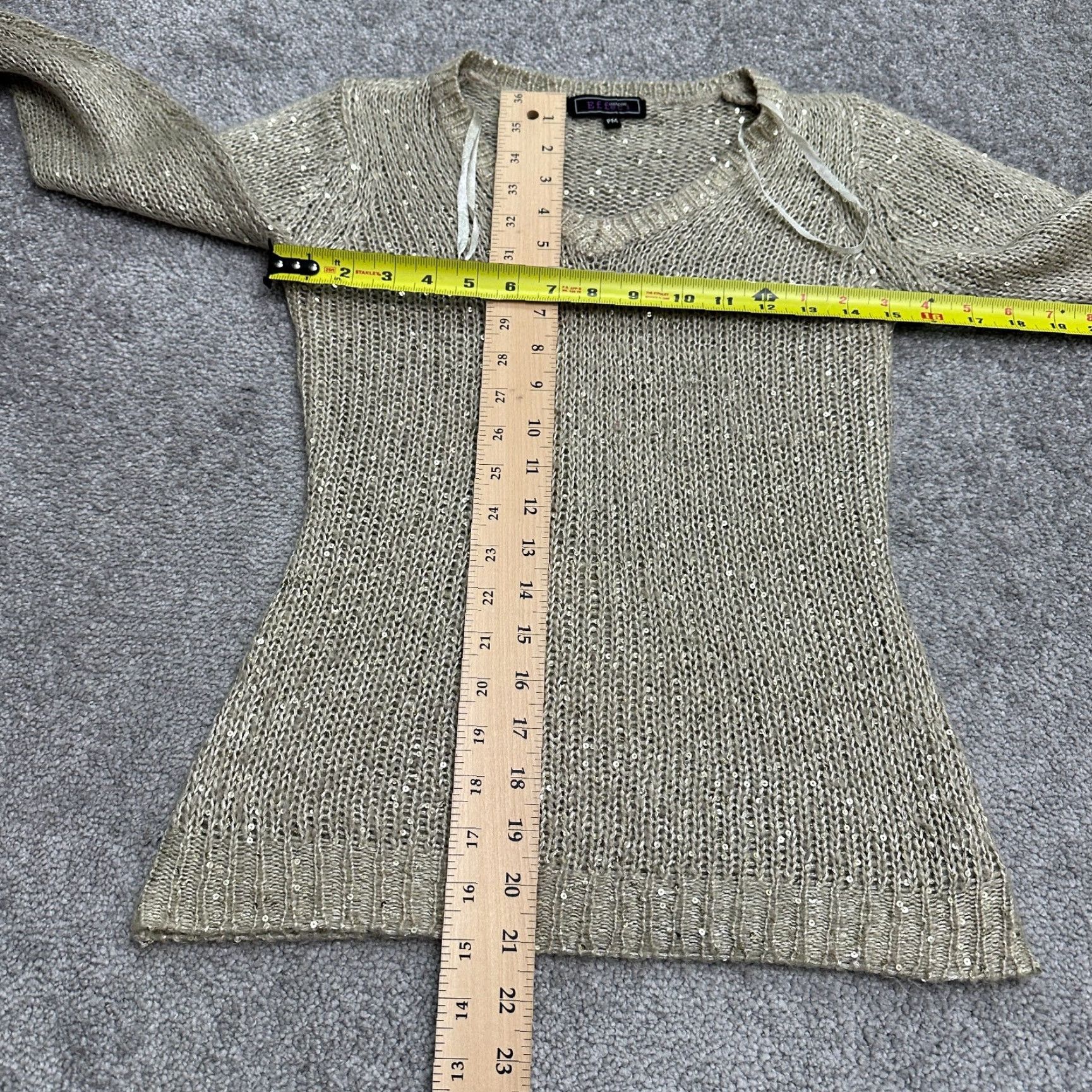 Vintage Creazioni Effect Sweater Womens PM Brown V-Neck Pullover Metallic Sequin Casual Size M / US 6-8 / IT 42-44 - 6 Thumbnail