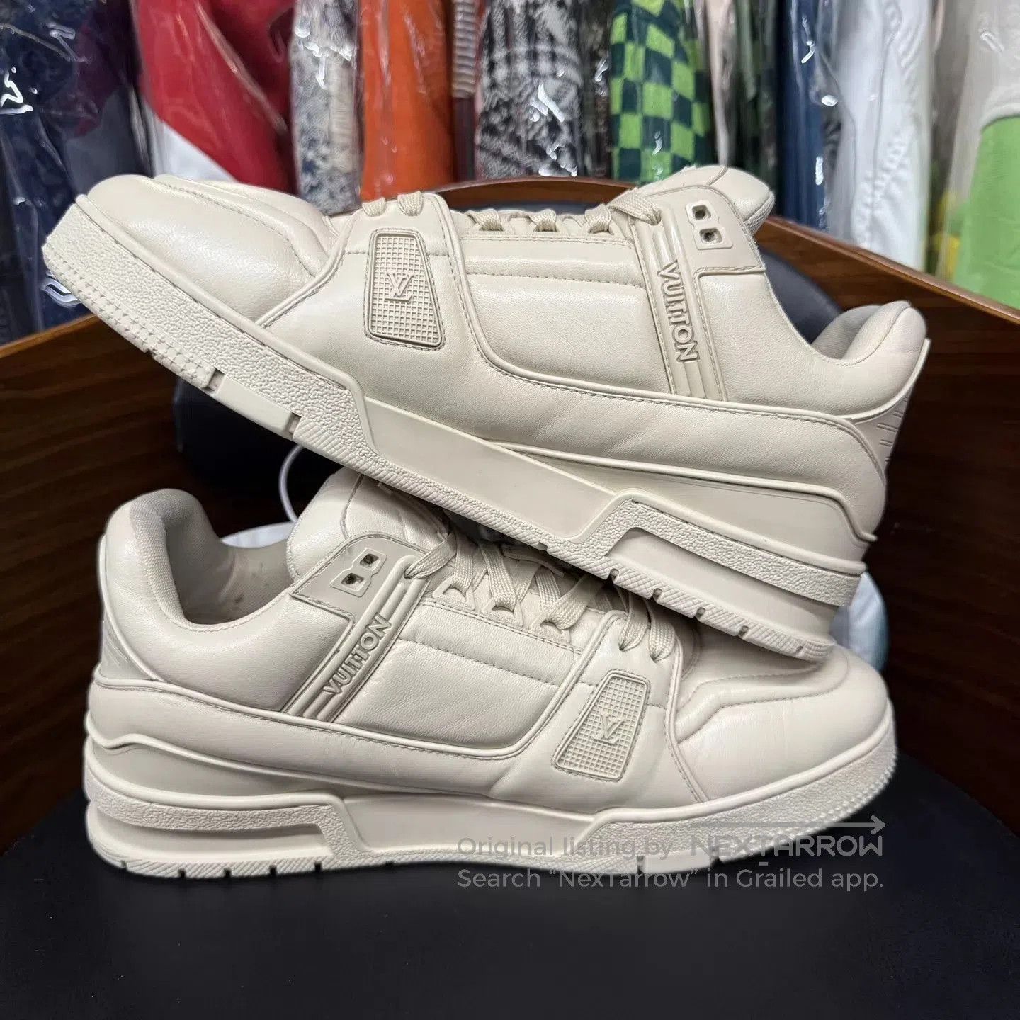 Louis Vuitton Beige Low-Top Leather Sneakers Size 9. Size US 9 / EU 42 - 7 Thumbnail