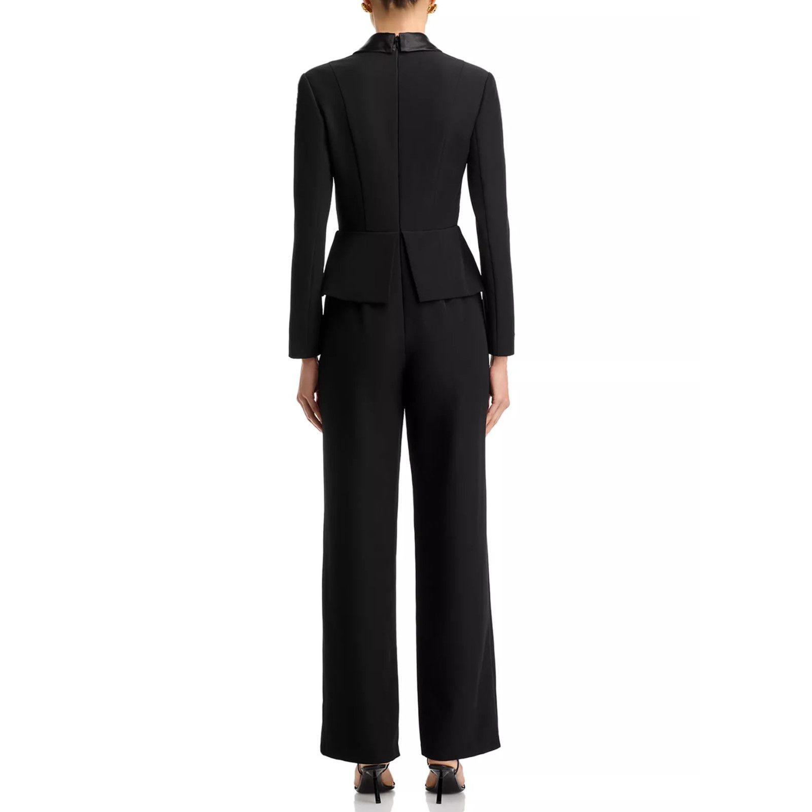 Other Aidan Mattox Women's Black Bow Trim Jumpsuit Size 12 Size 34" / US 12 / IT 48 - 4 Thumbnail