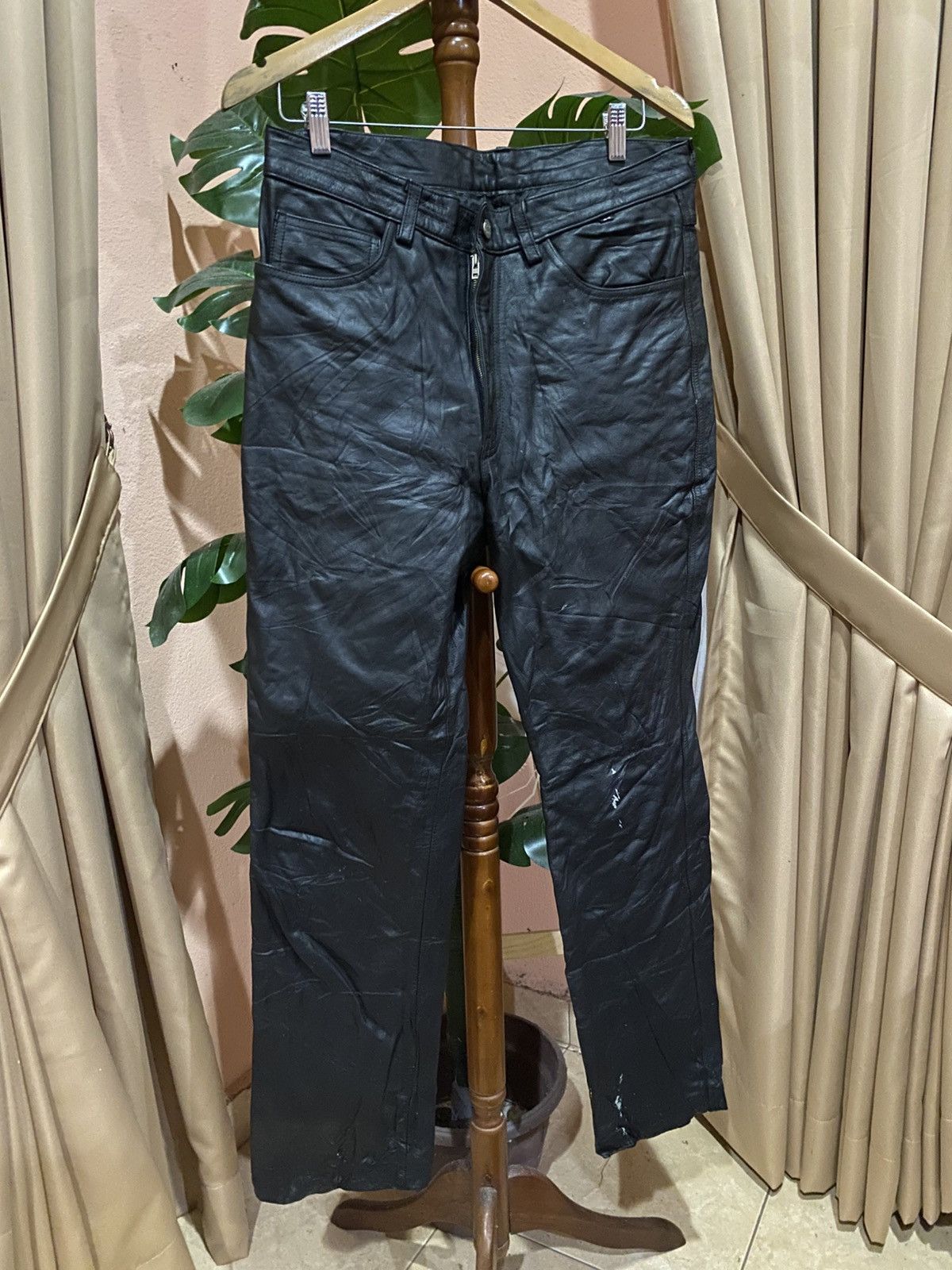 Genuine Leather Azzure Black Leather Pants - Vintage Straight-Leg Style Size US 31 - 3 Thumbnail