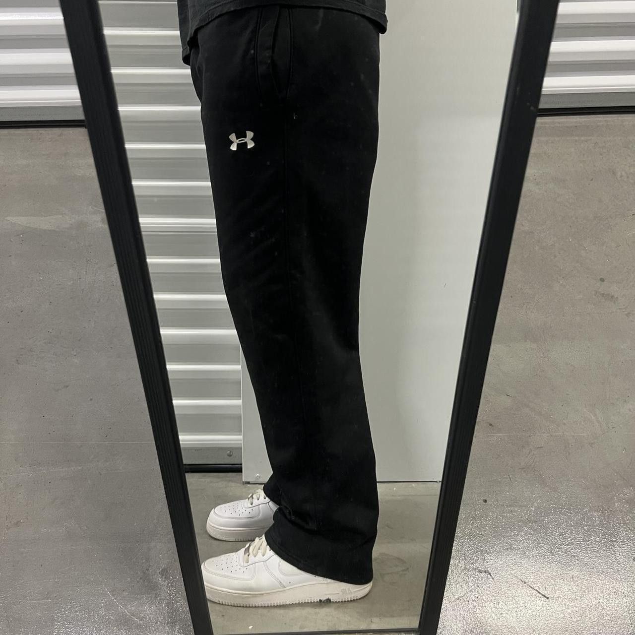 Under Armour Crazy Vintage Y2K/2000s Baggy Black under armour Sweatpants with adjustable waistband, pockets and knee rip! Size US 32 / EU 48 - 1 Thumbnail