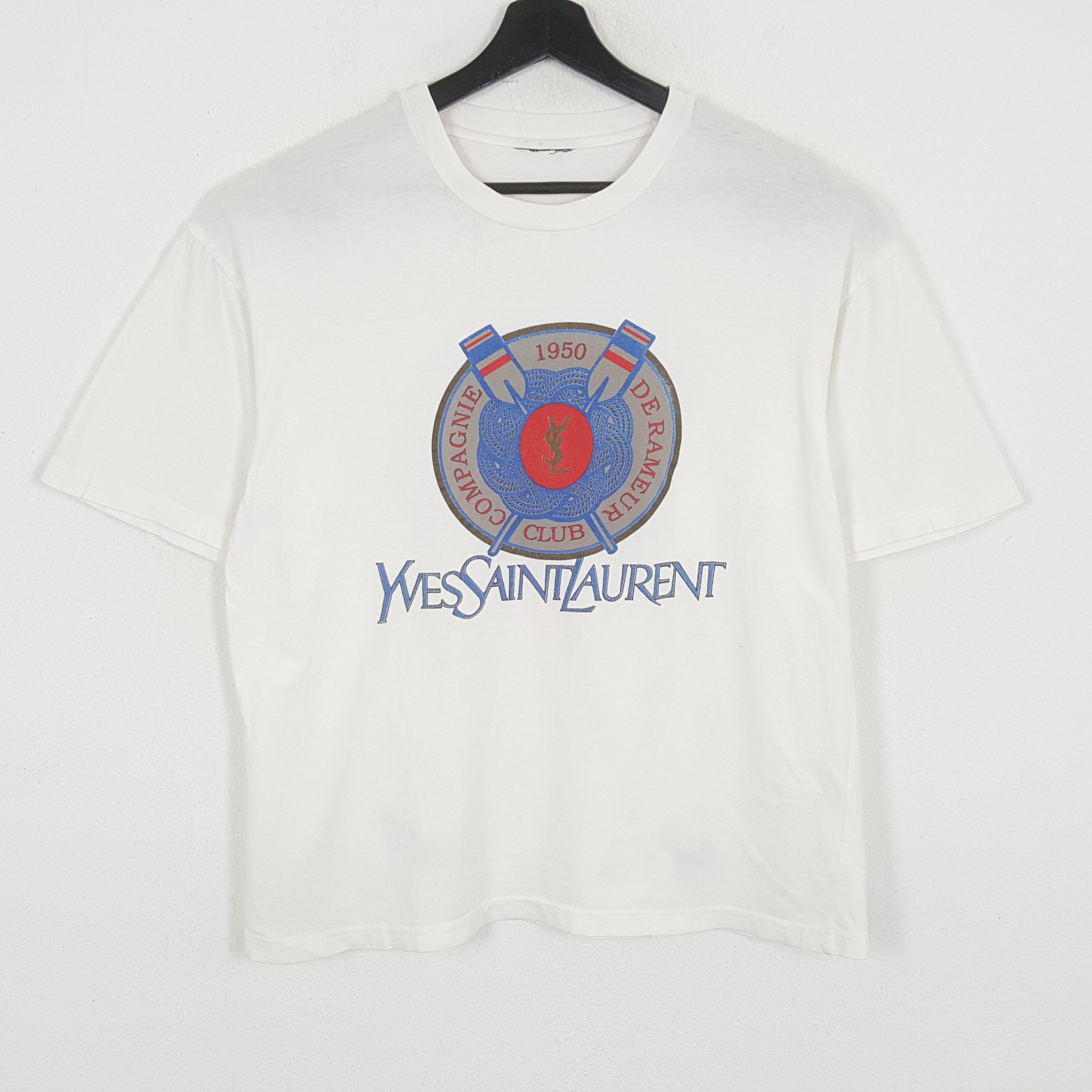 Vintage × Yves Saint Laurent YVES SAINT LAURENT Luxury Brand Spellout Design Tshirt Size US L / EU 52-54 / 3 - 1 Thumbnail