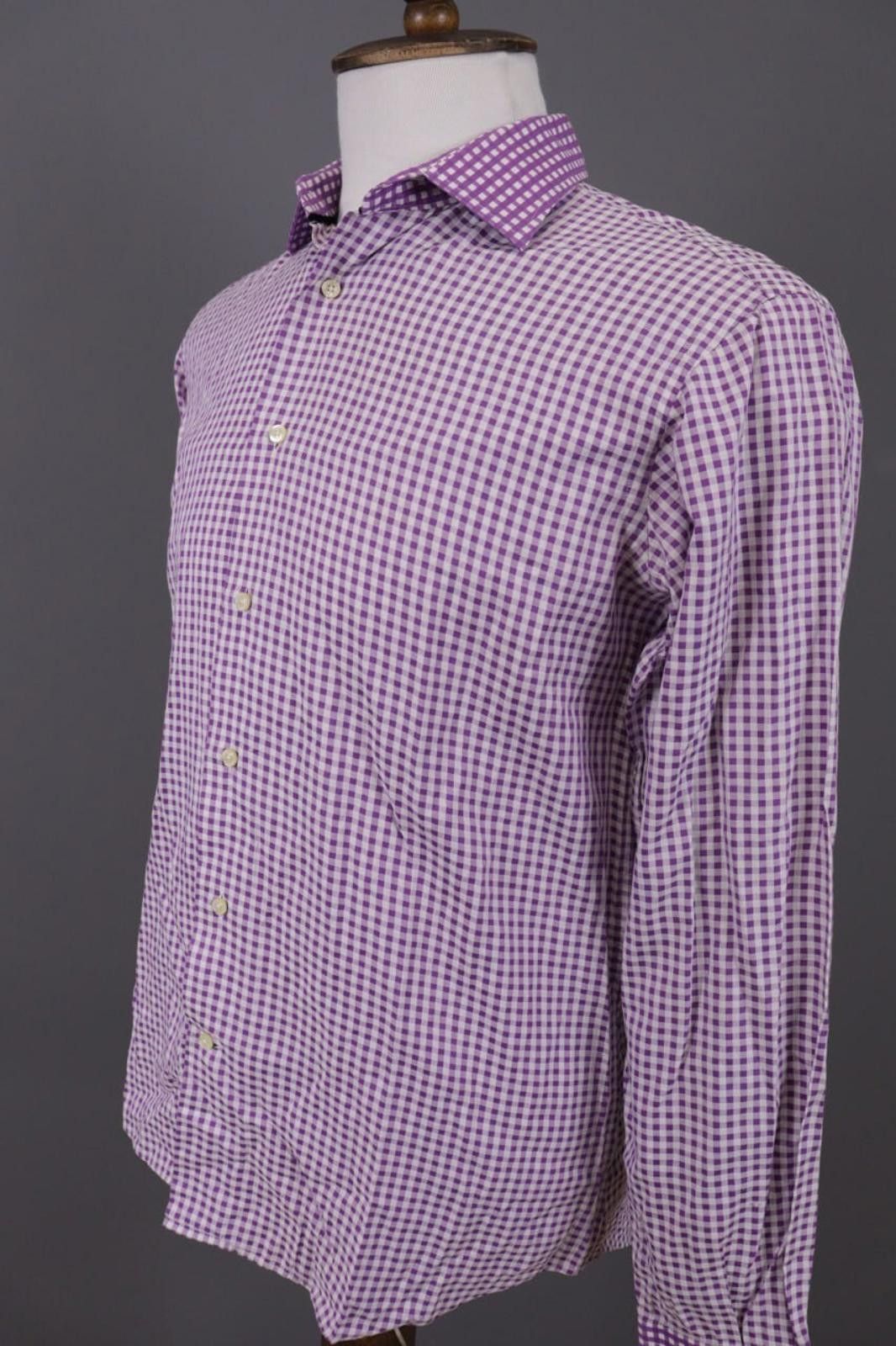 Etro Etro Milano Slim Fit Purple Check Button Down Shirt Size 40 Size US M / EU 48-50 / 2 - 9 Thumbnail