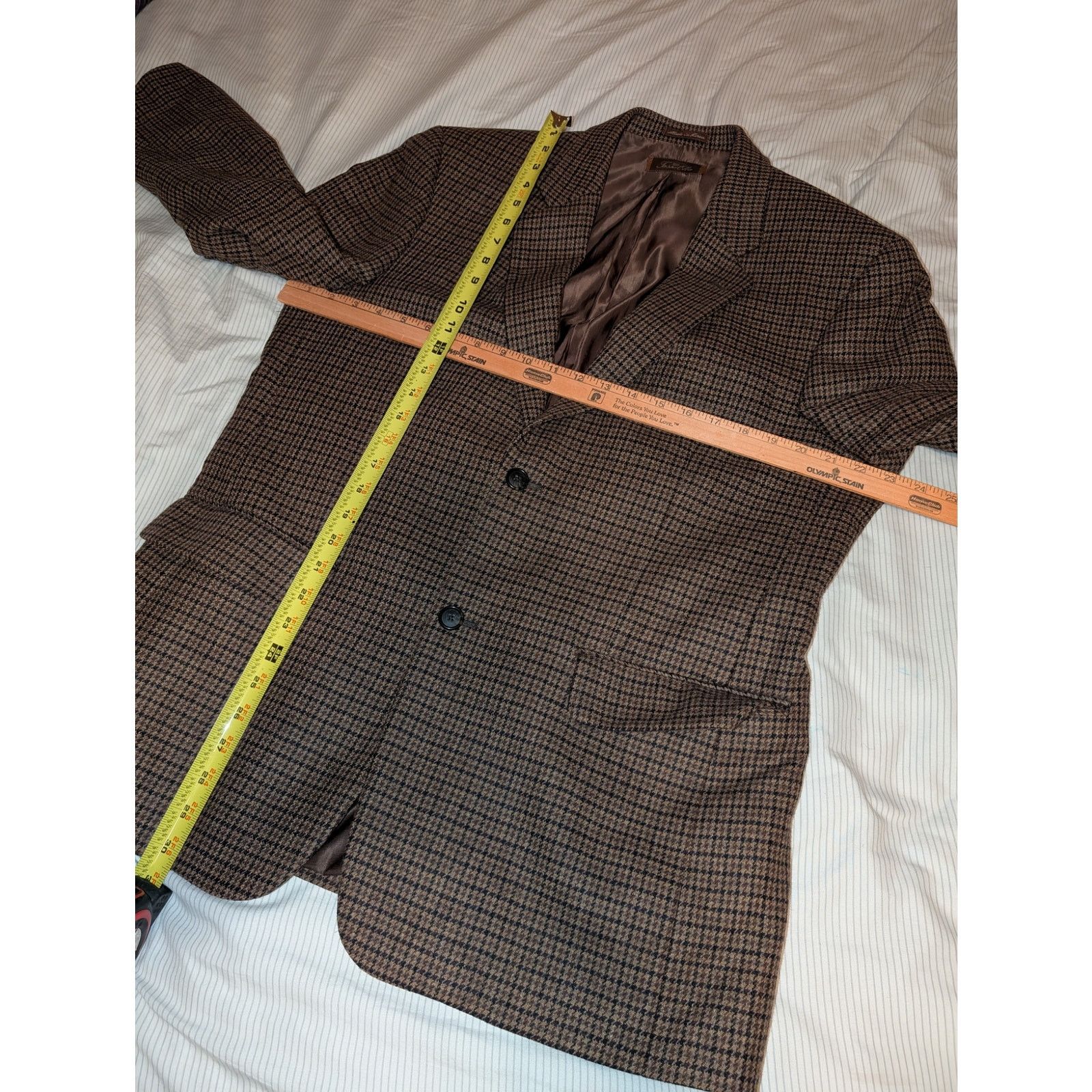 Tasso Elba Tasso Elba Italian Wool Cashmere Houndstooth Blazer 40 R tag Size 42R - 3 Thumbnail