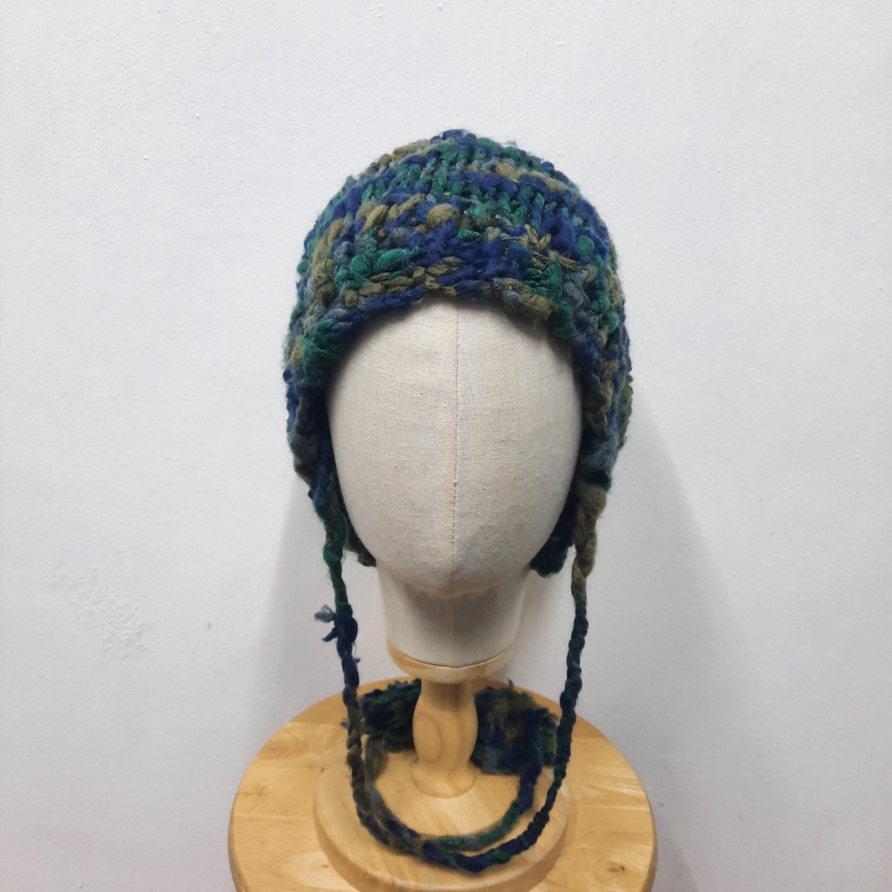 Japanese Brand 🏔 Vintage japan handmade crochet beanie hat Size ONE SIZE - 2 Thumbnail