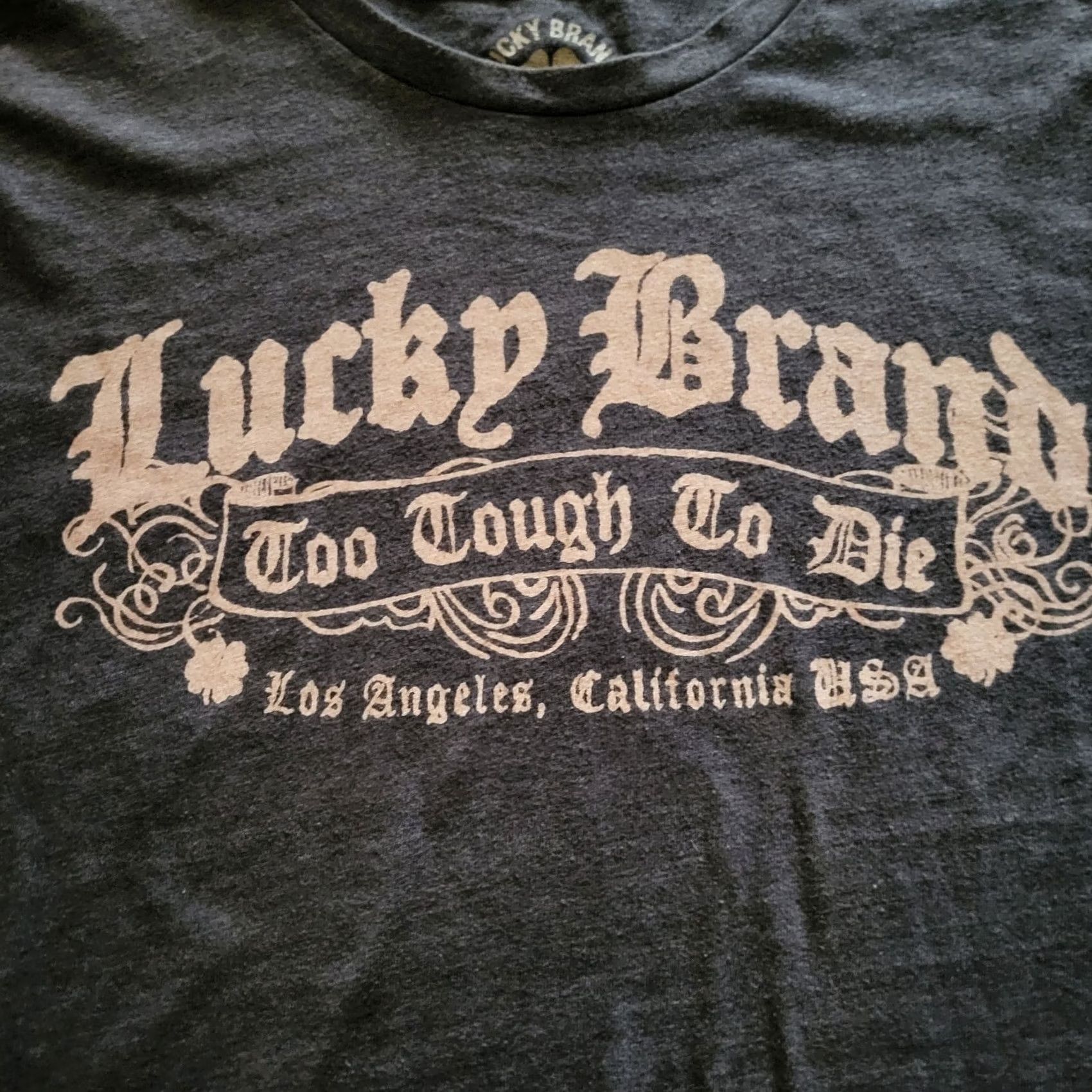 Lucky Brand Lucky Brand Top Shirt Mens M Gray Short Sleeve Crew Neck Too Young To Die Graphic Print Casual Everyday Vintage: No (end) Mens Size US M / EU 48-50 / 2 - 4 Thumbnail