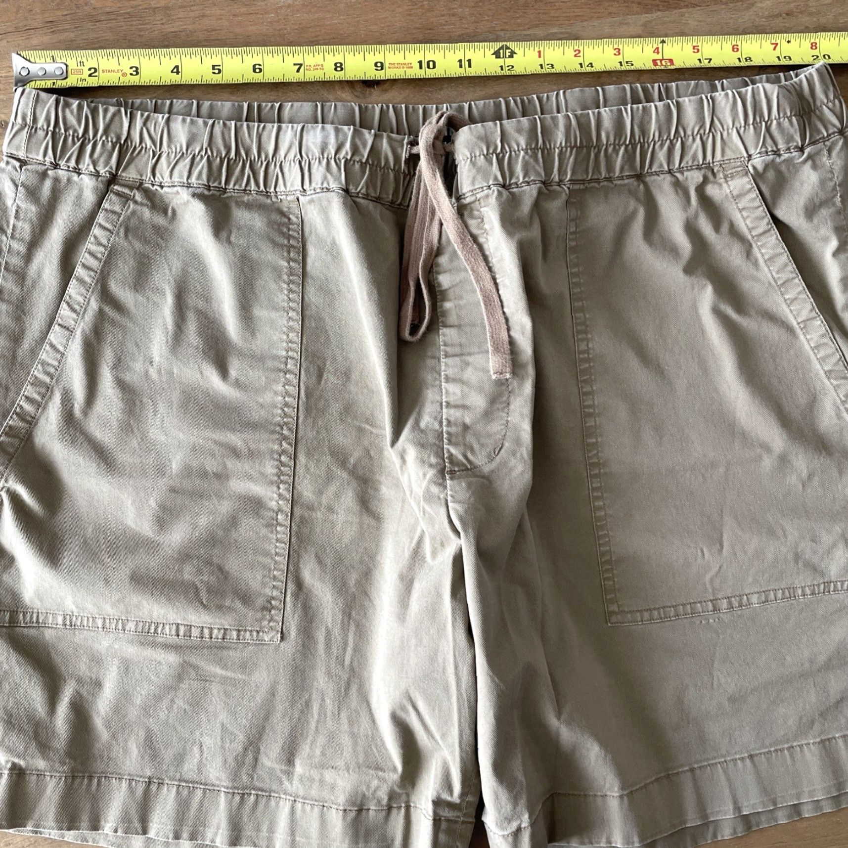 Vince Vince Chino Shorts Mens 2XL Brown Elastic Waist Pull-On Casual Comfort Twill Pocket Drawstring Front Flat Front Size US 39 - 5 Thumbnail
