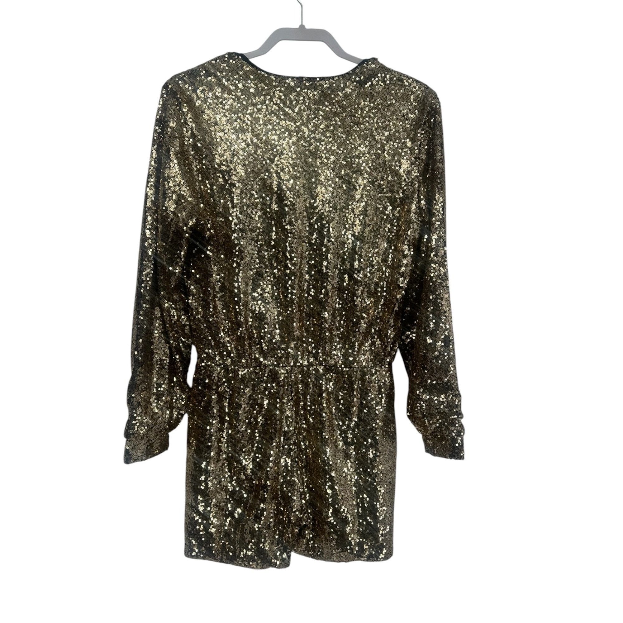Other Boutique Style Women’s Gold Sequin Romper Large Long Sleeve Size 26" / US 2 / IT 38 - 3 Thumbnail