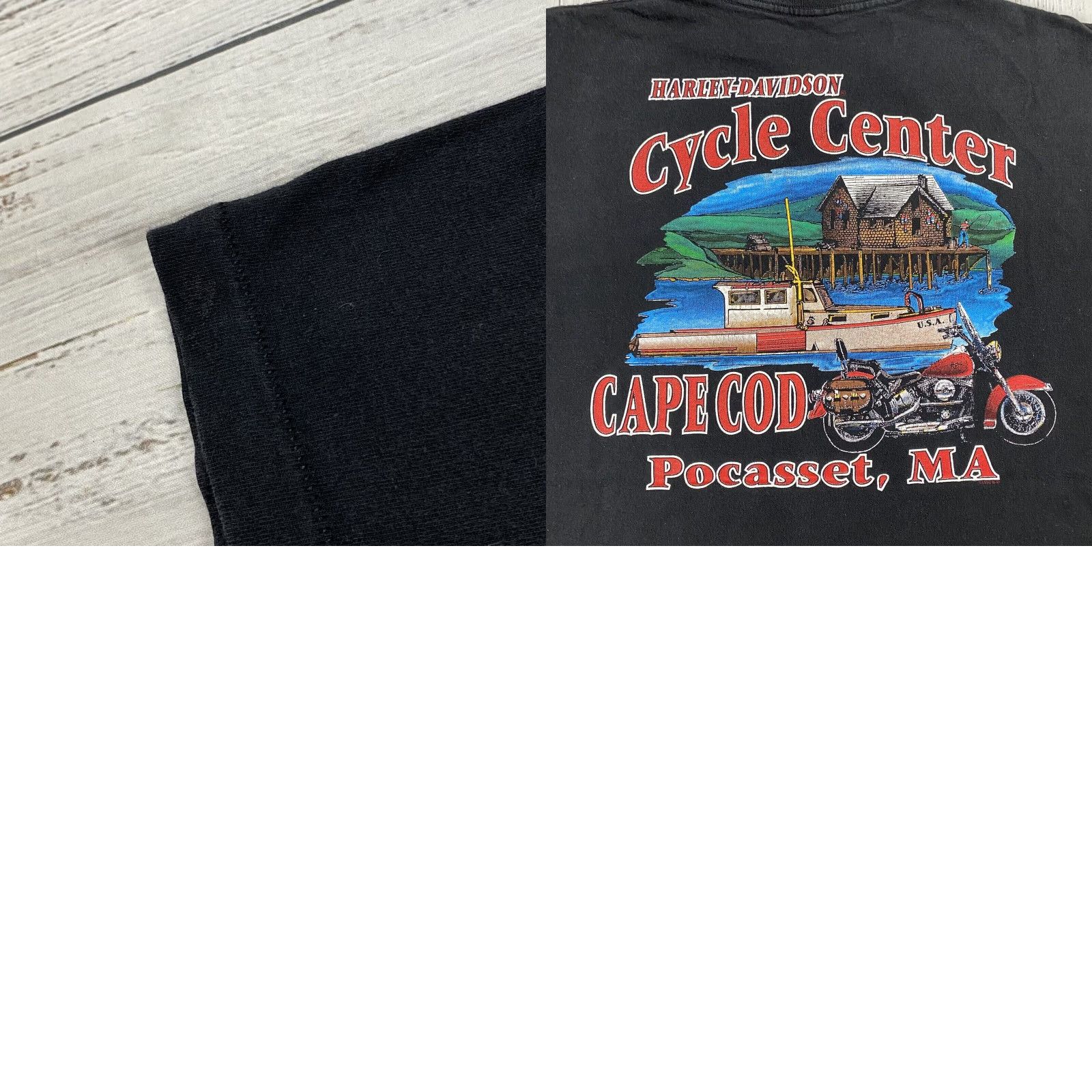 Harley Davidson VINTAGE Harley-Davidson T-Shirt Men XL Black 90s Motorcycle Biker Cape Cod Pocasett Made in USA Size US XL / EU 56 / 4 - 8 Thumbnail