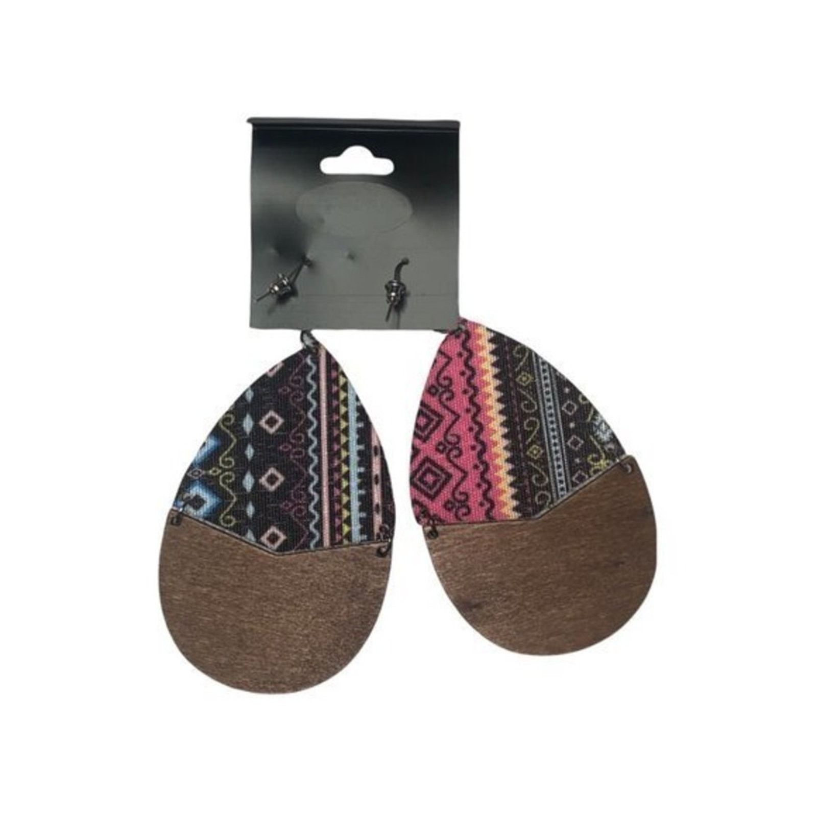 Other NWT Wooden Fabric Covered Boho Aztec Dangle Earrings Black Size ONE SIZE - 5 Thumbnail