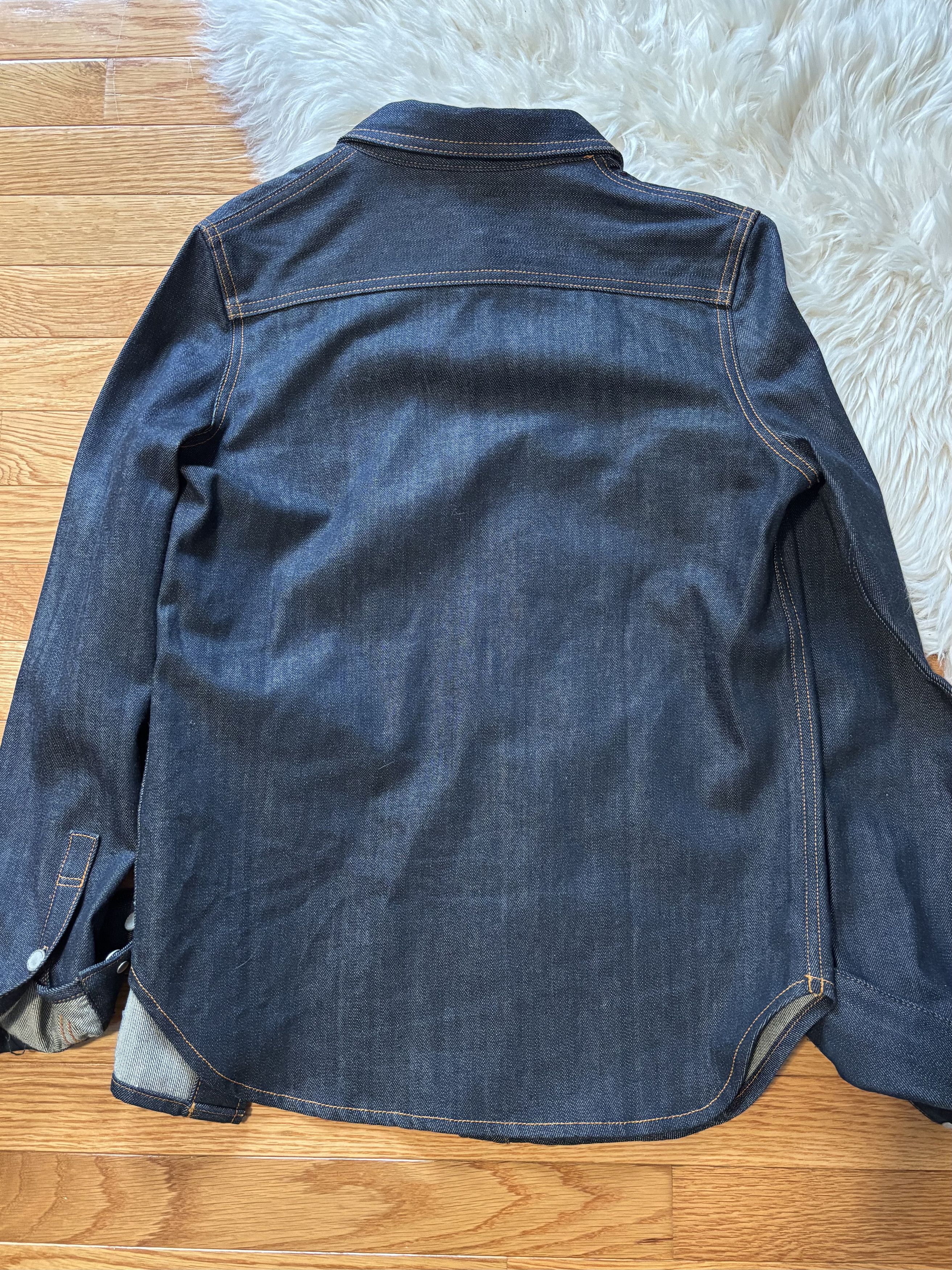 Sterling Ruby SR STUDIO INDIGO RAW DENIM BUTTON DOWN SHIRT (WOMENS) Size US M / EU 48-50 / 2 - 7 Thumbnail