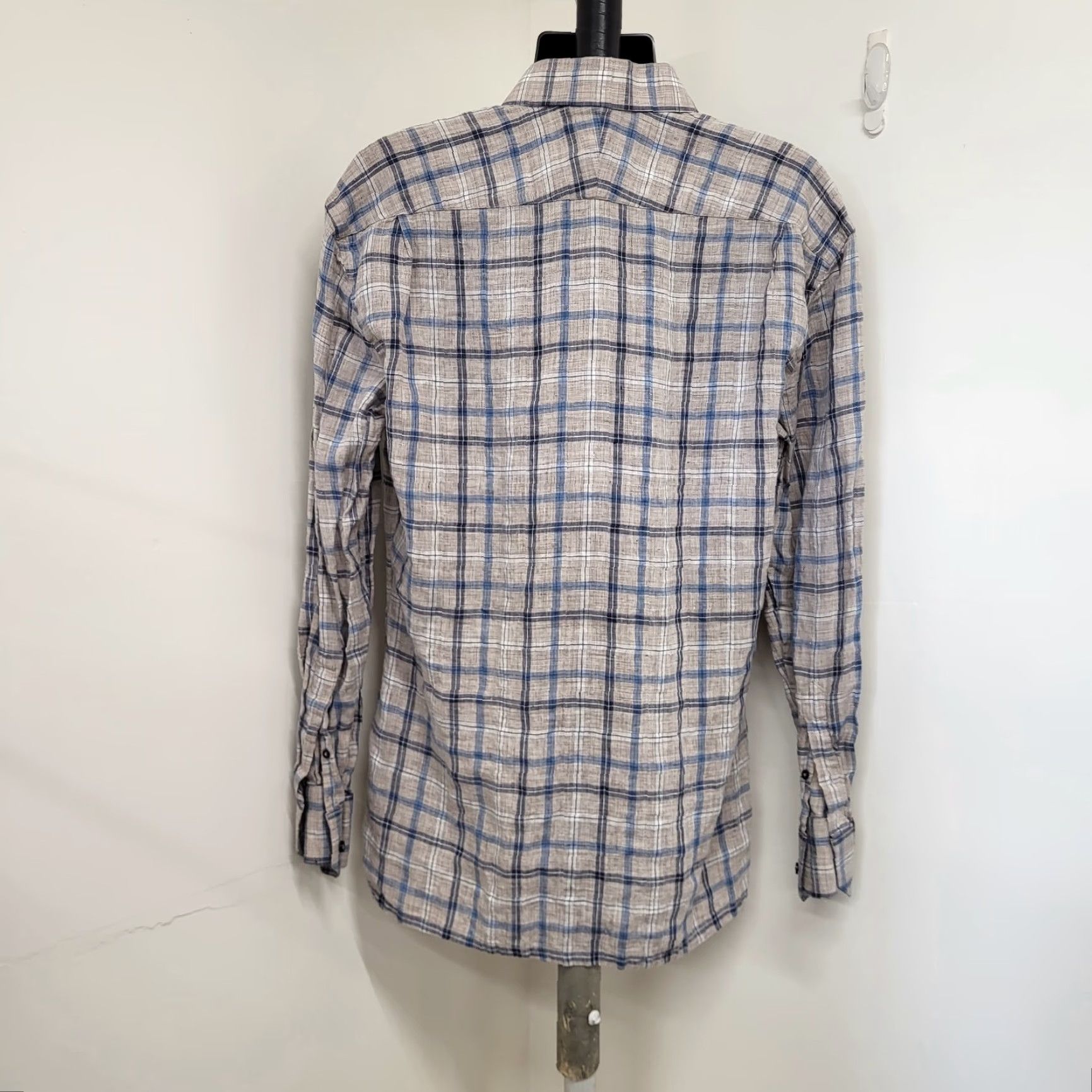Vintage J. Hilburn Shirt Men's Size L Blue/Tan 100% Linen Button Up Long Sleeve Casual Size US L / EU 52-54 / 3 - 5 Thumbnail