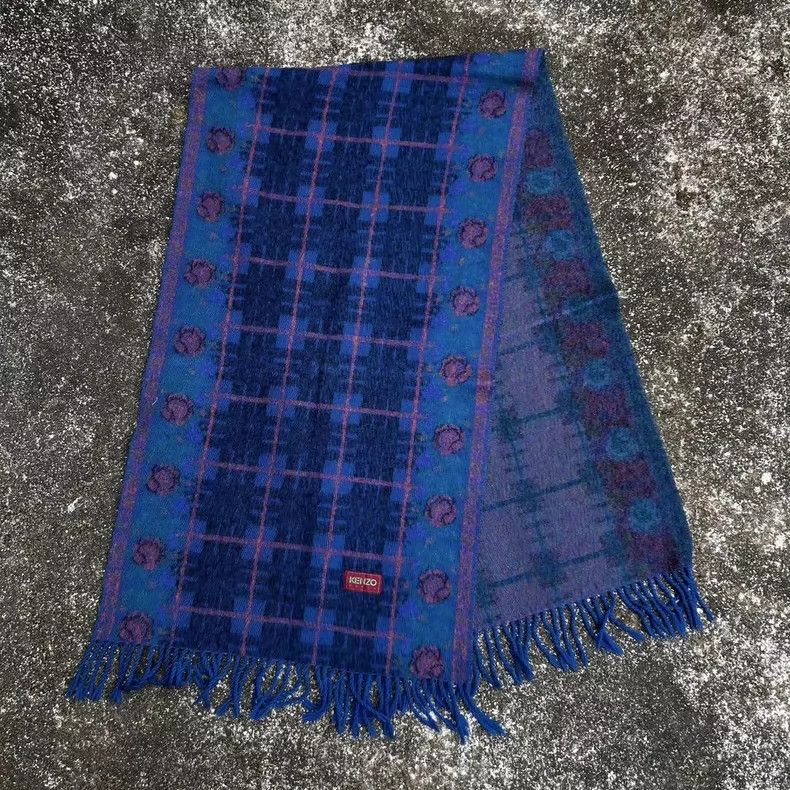 Kenzo KENZO 80s Plaid Floral Cashmere Stole - dmc Size ONE SIZE - 1 Thumbnail