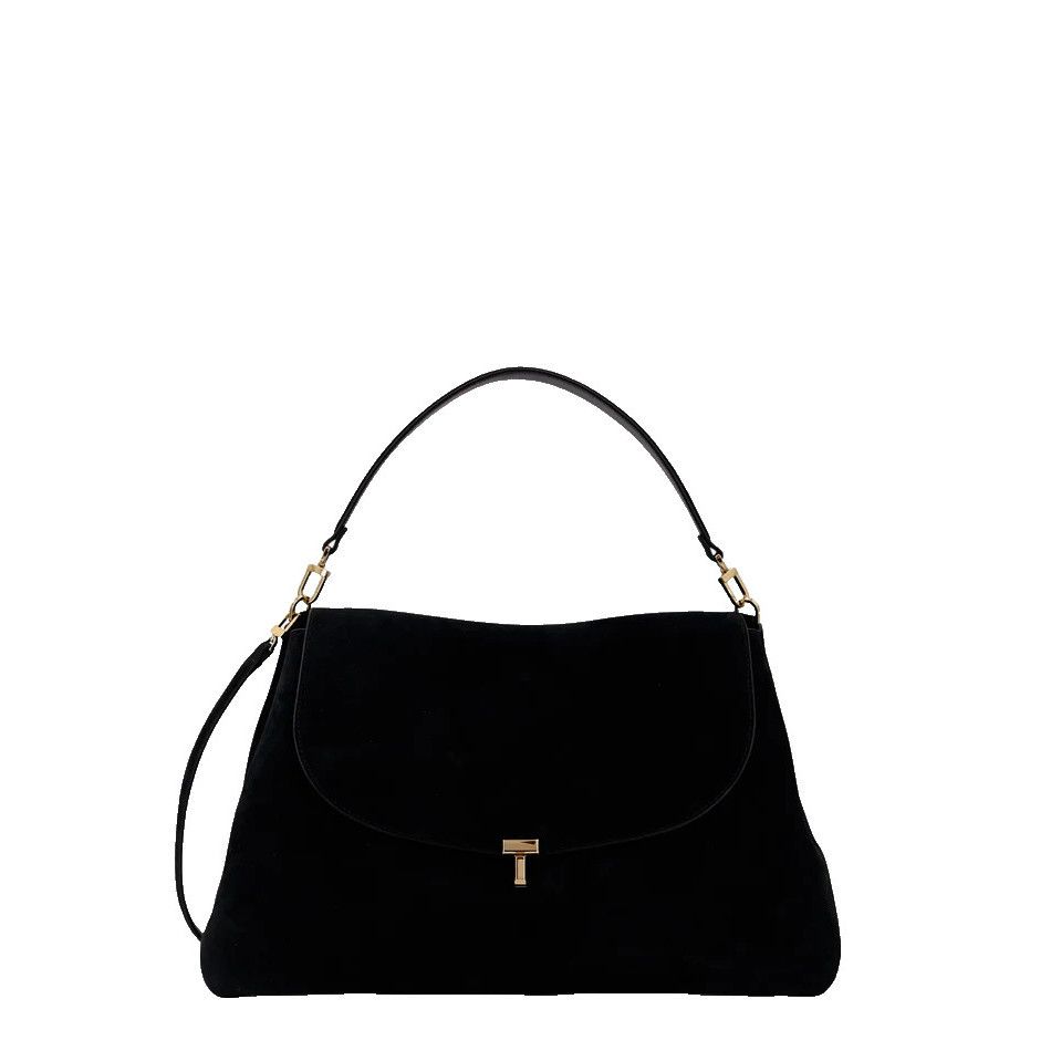 Toteme TOTEME T-Lock Black Suede Shoulder Bag New Size ONE SIZE - 1 Thumbnail