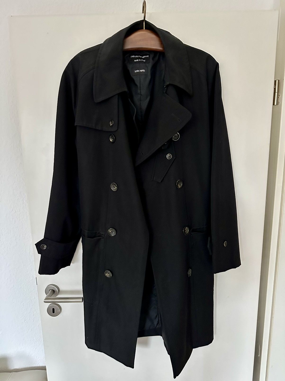 Emporio Armani Emporio Armani Black Belted Coat Linea Napoli Men Size 50 Size US M / EU 48-50 / 2 - 1 Thumbnail