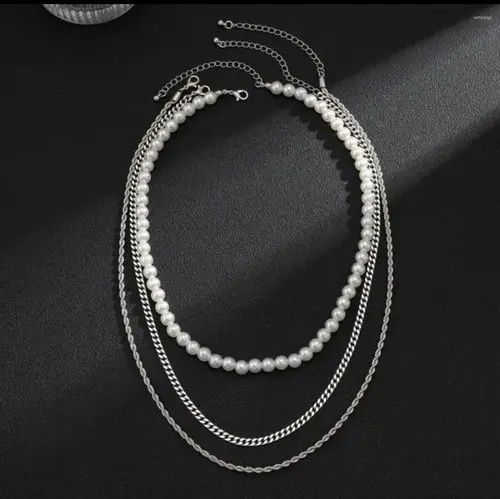 Jewelry Unisex layered pearl necklace chains fashion accessories Size ONE SIZE - 3 Thumbnail