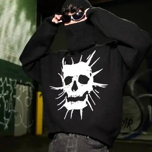 Other Skulls Vintage Knitted Pullover Size US L / EU 52-54 / 3 - 2 Thumbnail