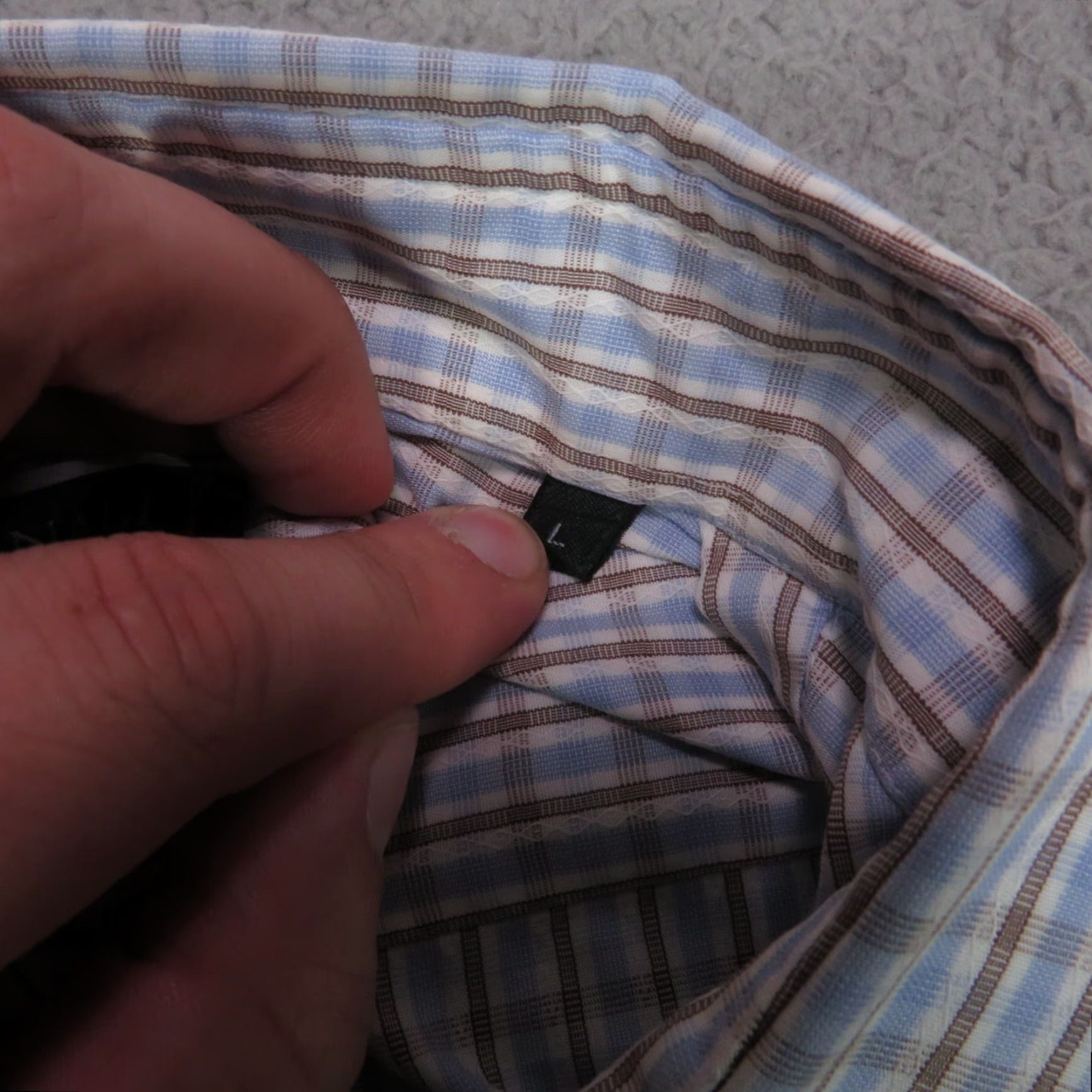 Canali Canali Shirt Mens Large Blue White Check Classic 25" Sleeve Sportswear Pocket Size US L / EU 52-54 / 3 - 5 Thumbnail