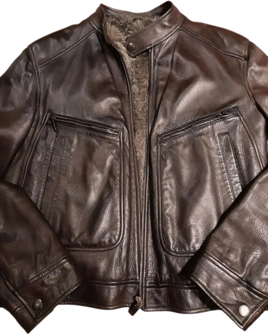 Gucci TOM FORD ERA REX RABBIT LINED LEATHER BIKER BOMBER JACKET Size US L / EU 52-54 / 3 - 3 Thumbnail