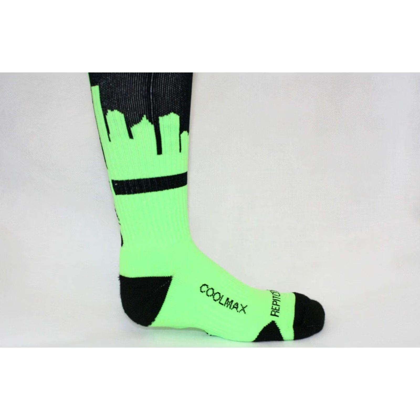 Vintage Rep It City Socks New Jersey NJ Lime Green Basketball Style CoolMax Mens M/L Size US M / EU 48-50 / 2 - 2 Thumbnail