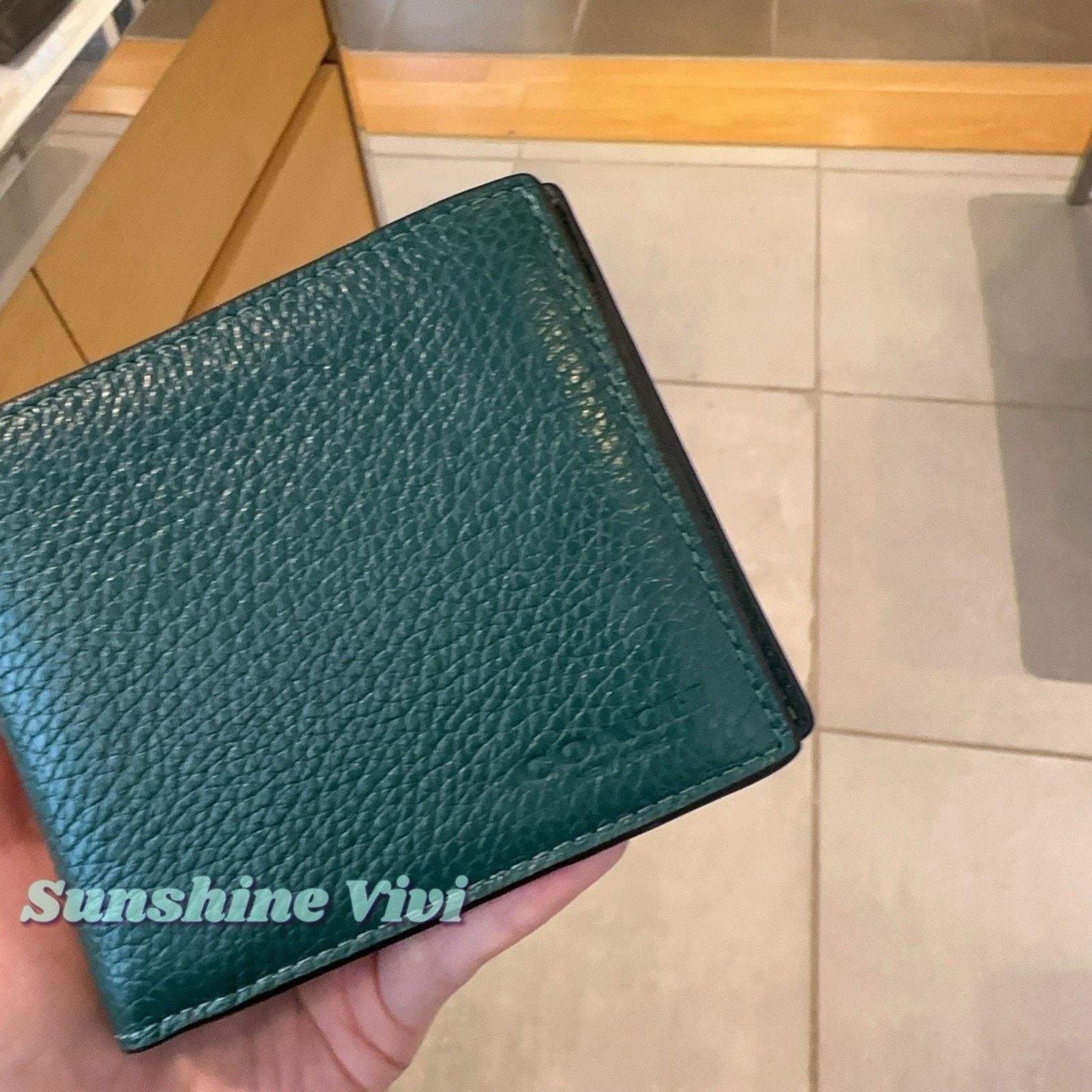 Coach NWT COACH CR398 Men 3-In-1 Wallet Leather EMERALD/EMERALD Size ONE SIZE - 3 Thumbnail