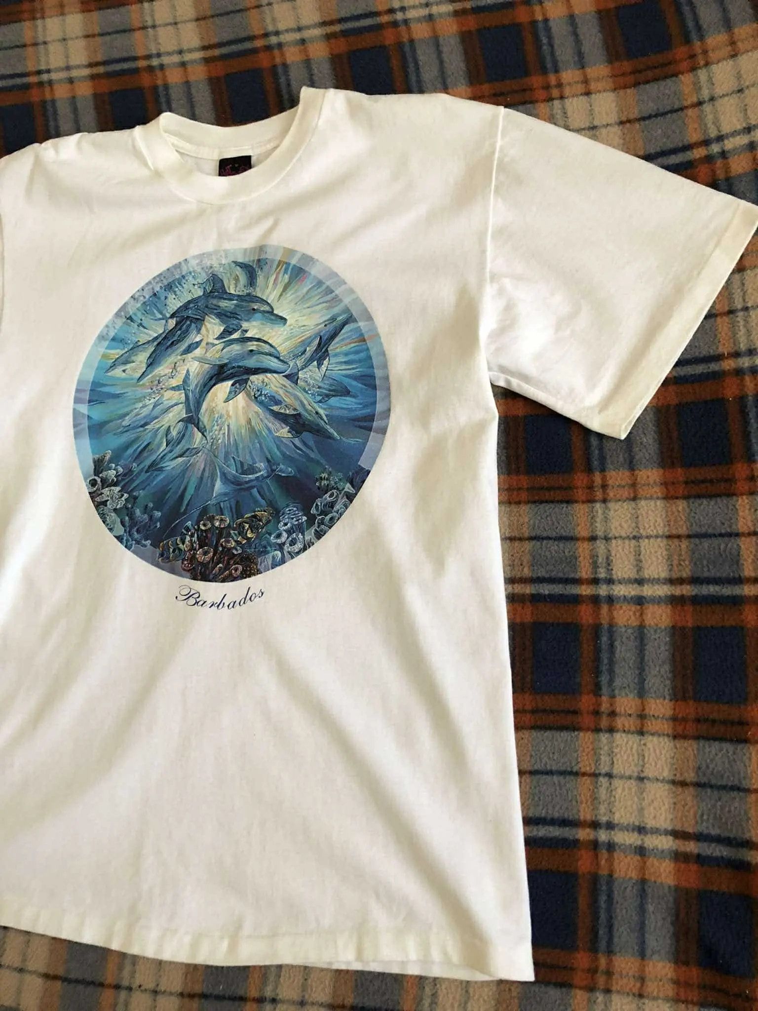 Caribbean × Ocean Pacific × Vintage 90s Barbados Dolphins print T-shirt, M Size US M / EU 48-50 / 2 - 3 Thumbnail