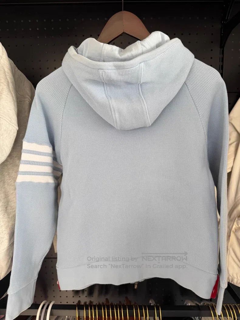 Thom Browne Thom Browne Blue Waffle Hooded Jacket Size US M / EU 48-50 / 2 - 2 Thumbnail