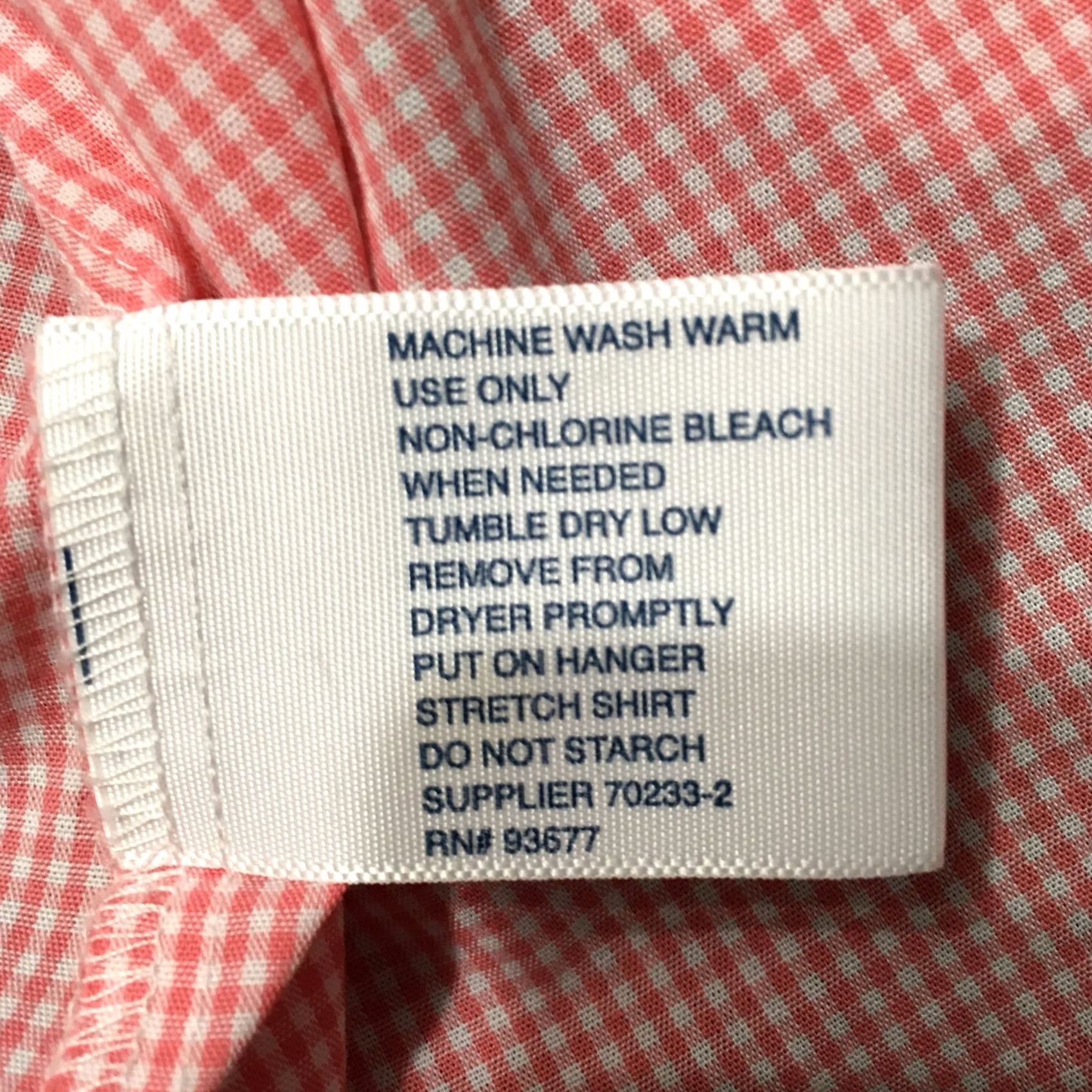 Stafford Stafford Dress Shirt Mens 16.5 32/33 PINK CHECK Button Up TRAVEL EASY CARE Size 46R - 4 Thumbnail
