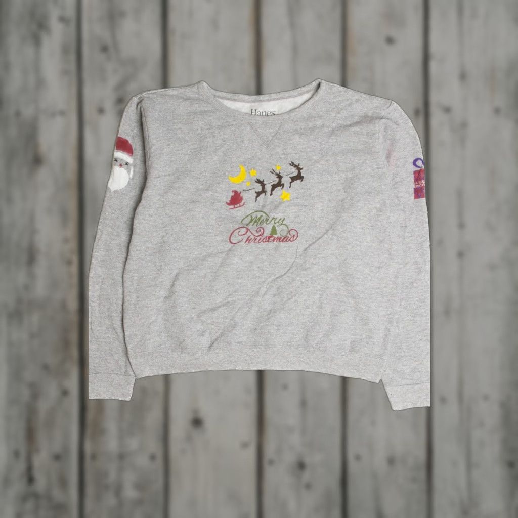 Hanes VINTAGE Hanes Gray Christmas Sweatshirt Shirt Adults Medium Size Gray Cotton / Polyester 62686 Size M / US 6-8 / IT 42-44 - 1 Thumbnail