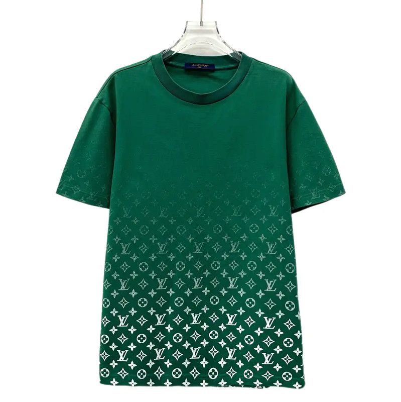 VUITTON　チェック柄 コットンTシャツ／グリーン／Lサイズ LOUIS