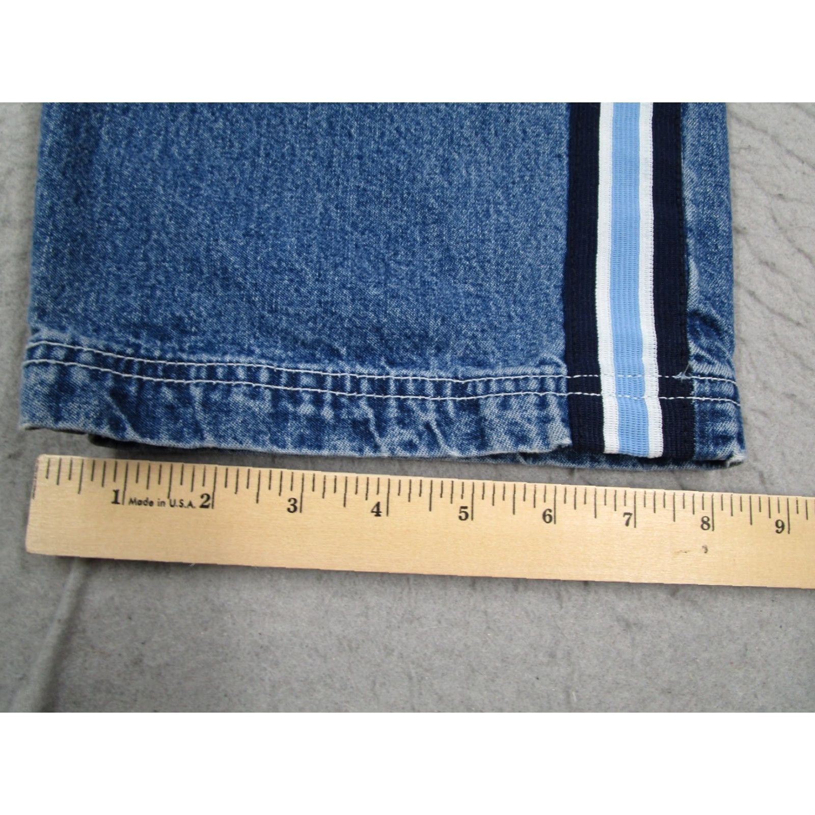 Denime VINTAGE Revolt Denim Overalls Women M Blue Bib 100% Cotton Striped Trim 90s Overall Size 32" / US 10 / IT 46 - 7 Thumbnail