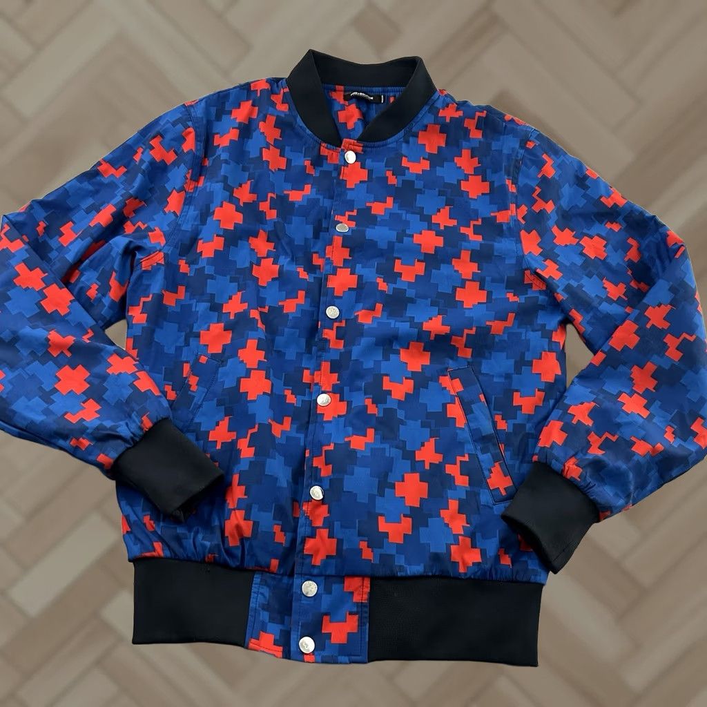 Pinko Pink Dolphin Bomber Jacket Mens M Red Jacket, Bomber Style, Snap Button, Lined, Polyester, Vintage: No Size US M / EU 48-50 / 2 - 1 Thumbnail