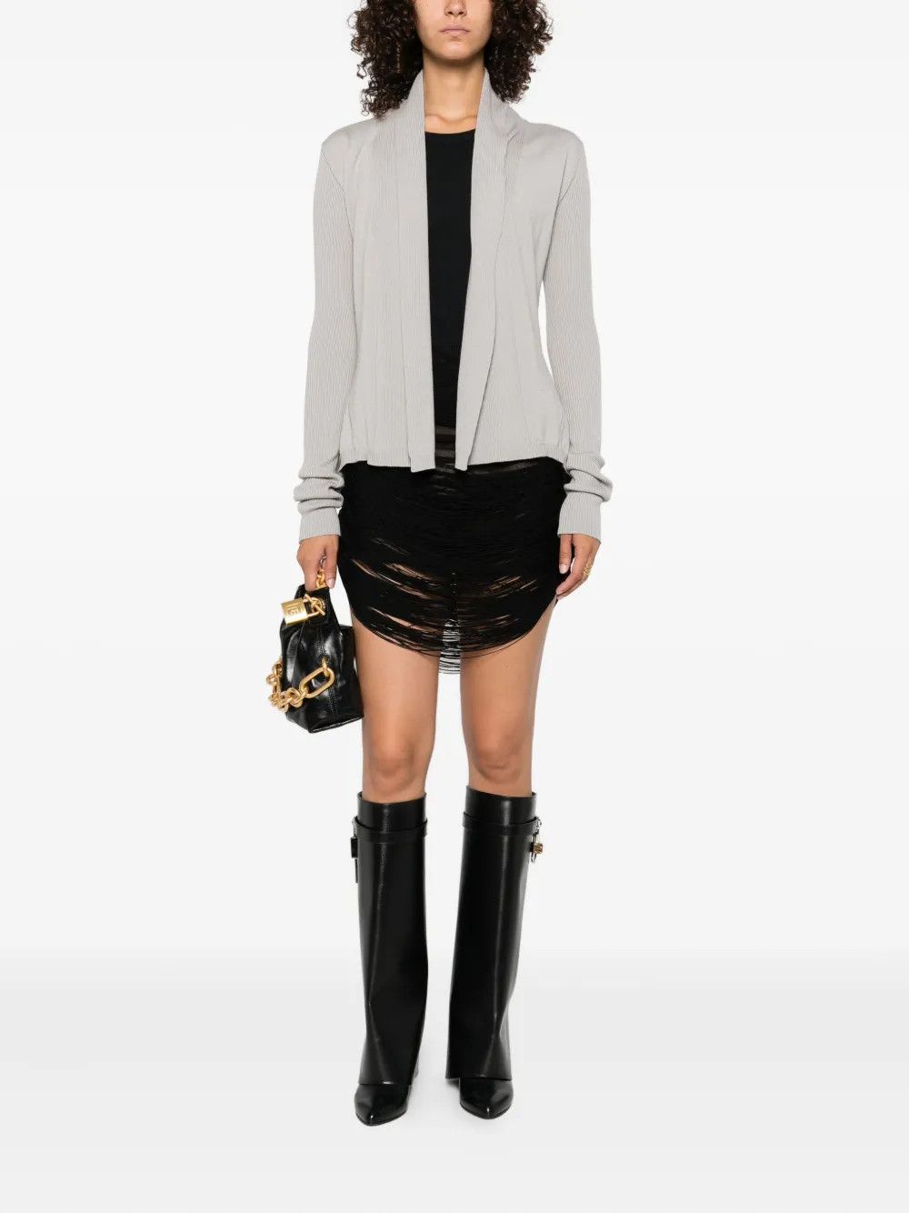 Rick Owens o1y0126 Cardigan in Light Gray Size XS / US 0-2 / IT 36-38 - 4 Thumbnail